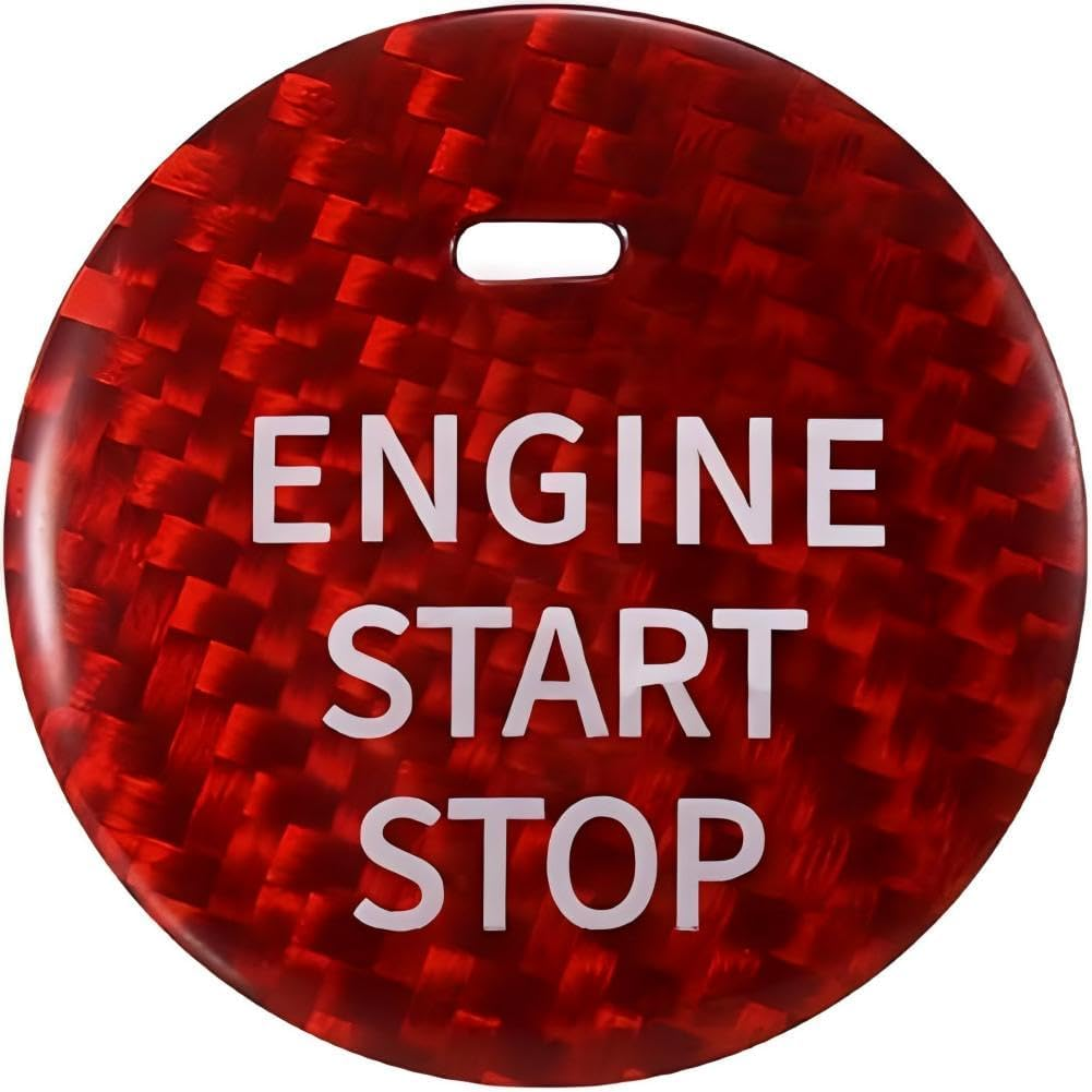 Auto Engine Start Stop Button,Power Ignition Switch Button Cover Sticker Decoration Trim, Red Real Carbon Fiber, Compatible with Mazda 3 6 CX-3 CX-5 CX-9 MX-5 image number 2