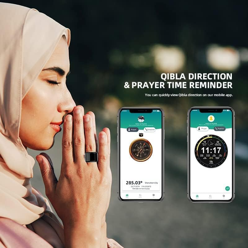 KEWAYO 18Mm Smart Ring Counter, Smart Tasbih Zikr Ring, Smart Ring Counter, Muslim Prayer, OLED Display, Tasbih Counter, Wearable Technology, Waterproof, USB Rechargeable image number 2