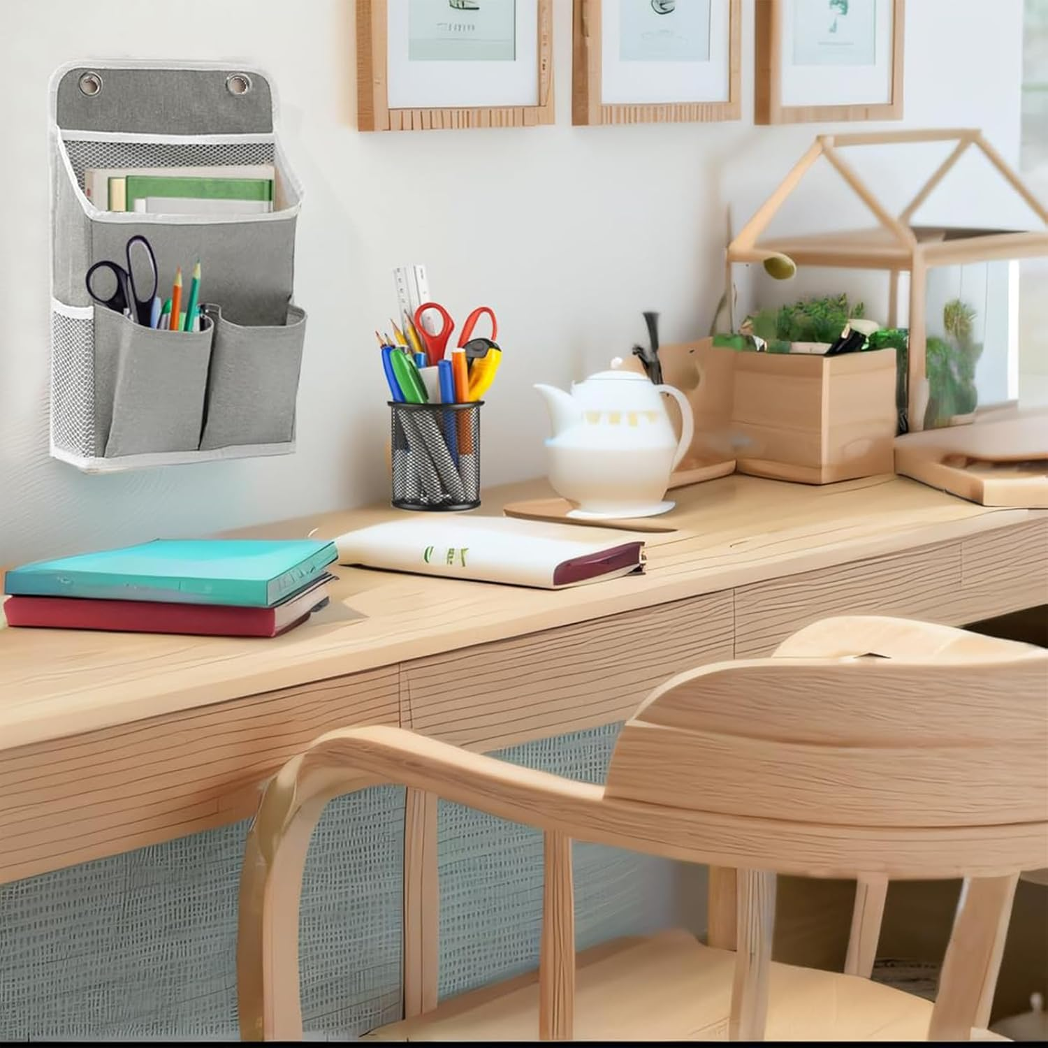 Calkkrer Pack of 2 Hanging Organisers, Grey, Wall Organiser with Pockets, Door Shelf, Fabric Hanging Storage for Bathroom, Bedroom, Office, Motorhome, Camping Storage image number 6