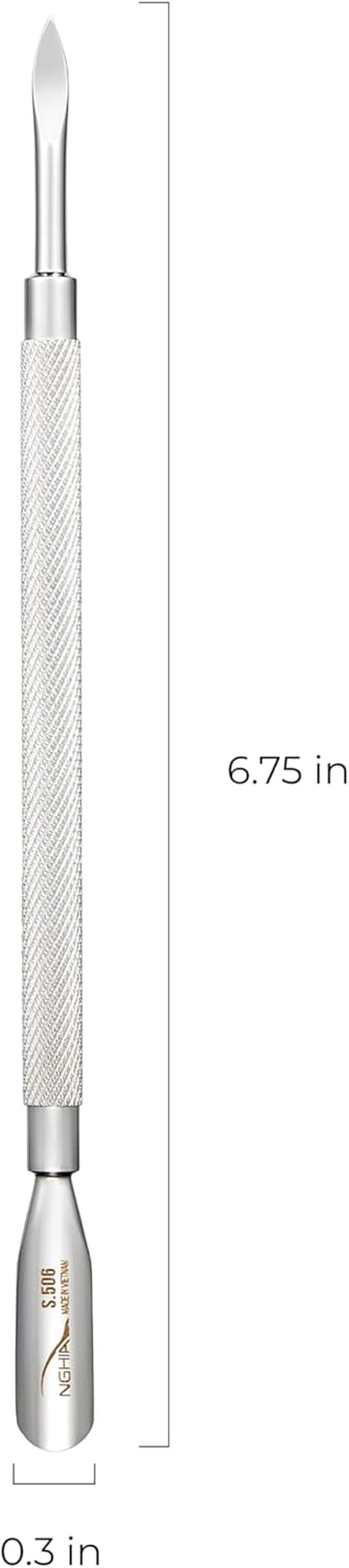 NGHIA - P.03 Stainless Steel Nail Cuticle Pusher Double Ended Spoon & Pointed image number 3