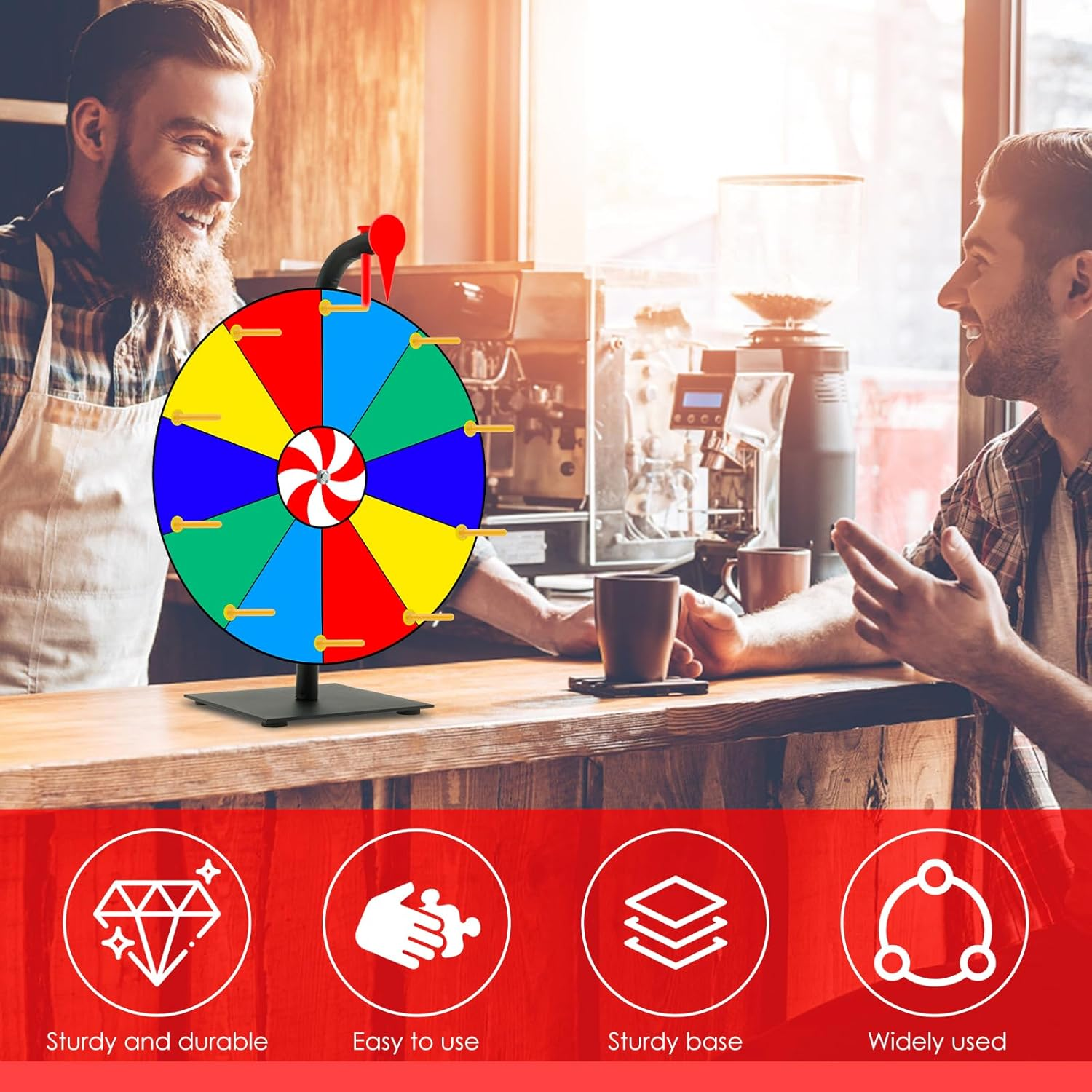 30Cm/12Inch Prize Wheel, 10 Slots Color Tabletop Spin Prize Wheel, Tabletop Roulette Spinner Wheels of Fortune with Dry Eraser and Marker Pen, Editable Spin Wheels for Fortune Spin Game