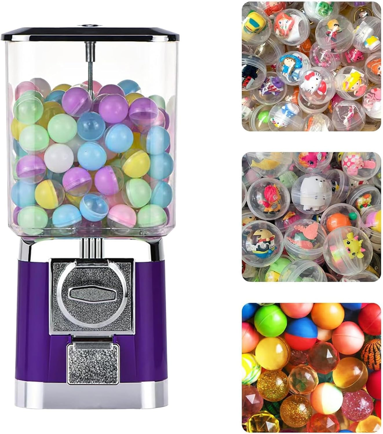 Capsules Vending Machine, Candy Gumball Vending Machine with 200 Balls, Toy Balls Dispenser for Gadgets, Capsules Bouncy Ball Dispenser for Game Retail Stores,Black-Capsuleshell image number 2