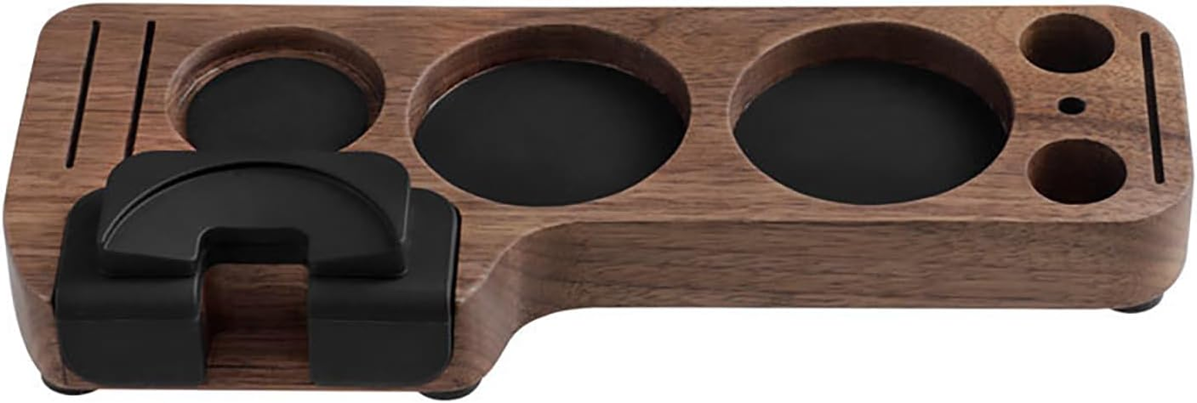 Joyeee Wooden Espresso Tamping Station, Portafilter Tamping Stand Espresso Coffee Organizer Box Fit for Storage 51, 53, 58MM Espresso Tamper Mat Portafilter Holder, (Accessories Not Included) image number 6