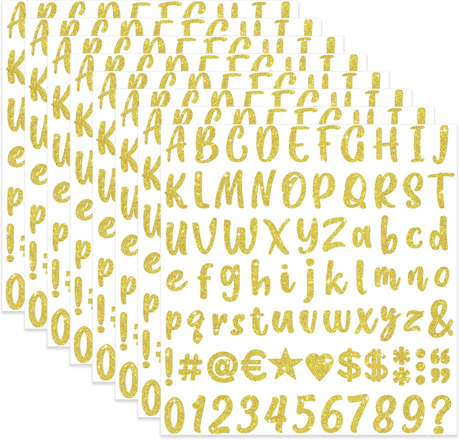 648 Pcs Gold Letter Stickers Glitter Alphabet Number Stickers 8 Sheets Self Adhesive Vinyl Letters Sticker for Graduation Cap Scrapbooking Water Bottles Cup Crafts Classroom Decor(Gold,1 Inch) - Deep Purple image number 5