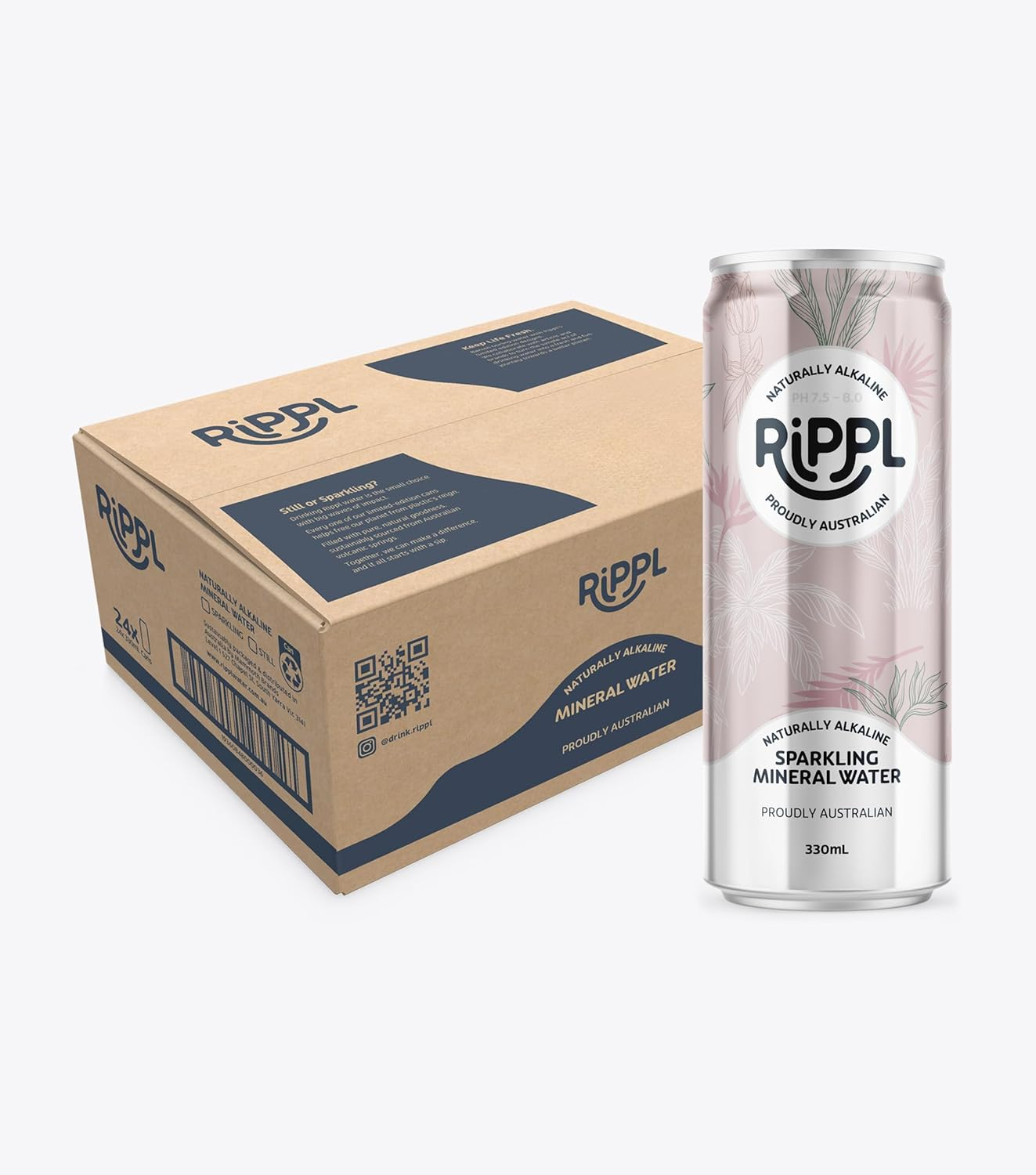 Rippl Floral Canned Sparkling Mineral Water, 330 Ml, 24 Pack image number 2