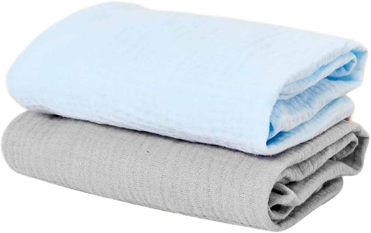 2-Pack Muslin Bassinet Sheets, Super Soft Fitted Crib Sheets for Oval, Rectangle & Hourglass Mattress, Breathable & Machine Washable Haheihei (Blue) image number 3