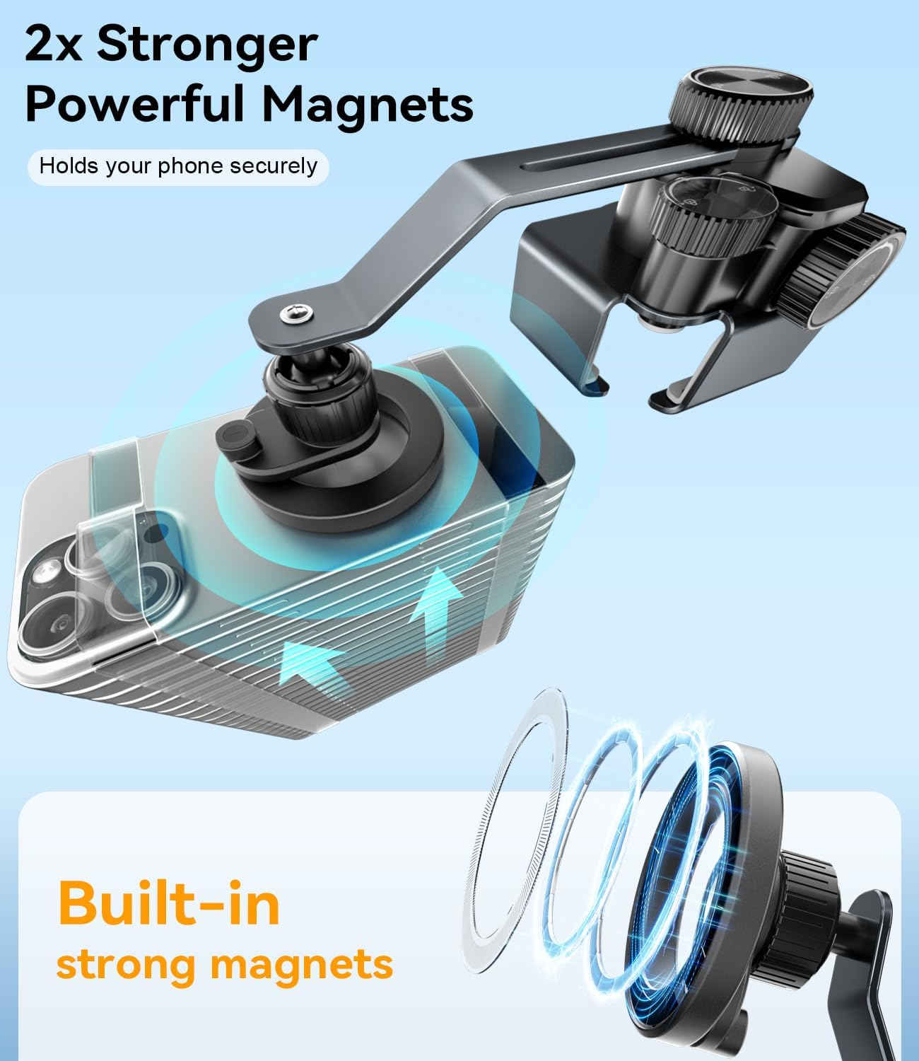 Cloudvalley for Tesla Phone Mount [Strongest Magnetic] Metal Car Mount for Model 3/Y/S/X, Liftable Design, No Glue Required, Compatible with Magsafe Iphone 16/15/14/13/12, Tesla Accessories image number 6