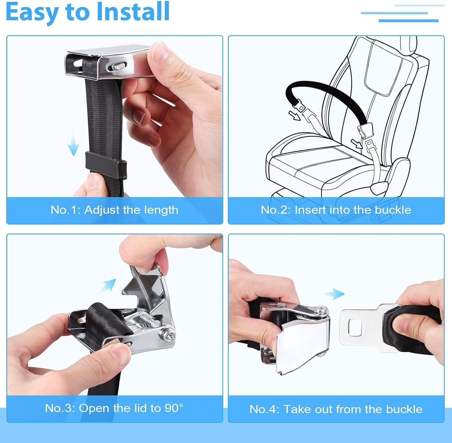 7-31" Adjustable Airplane Seatbelt Extender, Seat Belt Extension, Airlines Rigid Seat Belt Buckle Extender with Travel Essentials Airplane Phone Holder image number 1