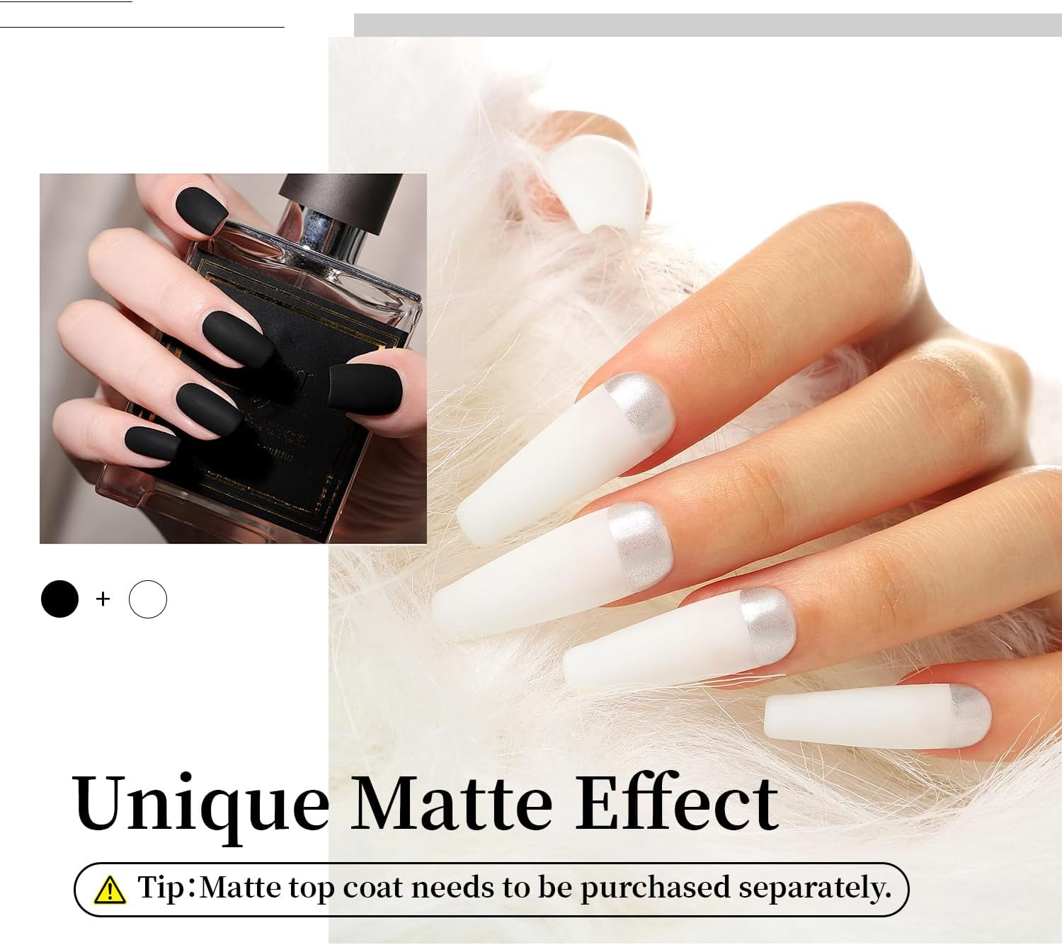 JODSONE 2Pcs Nail Polish Set 10Ml Black and White Gel Polish，Soak off LED U V Nail Gel Manicure All Seasons Polish Nail