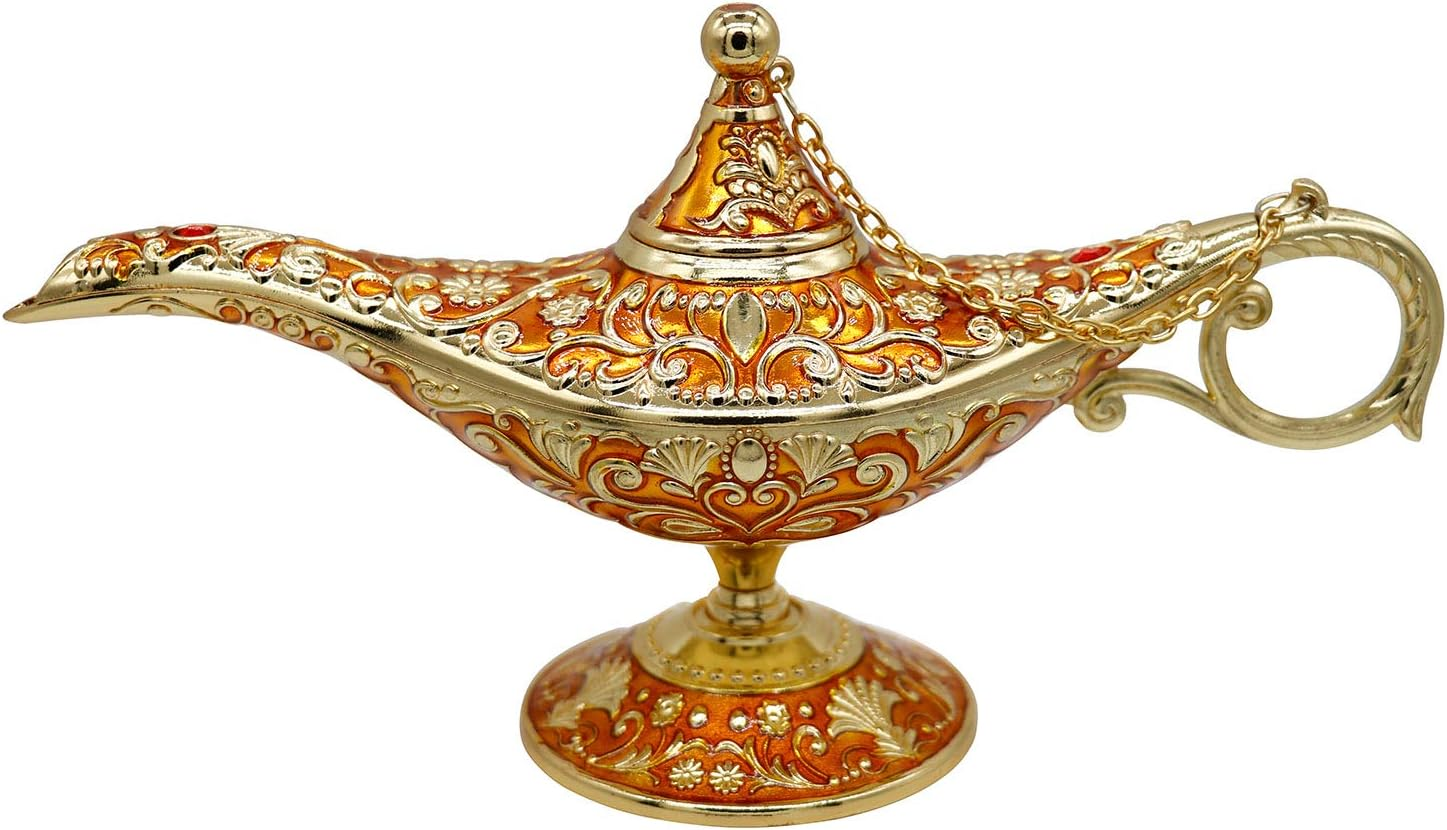 AVESON Classic Vintage Collectable Rare Legend Aladdin Magic Genie Costume Lamp Home Table Decoration & Gift, Golden Green