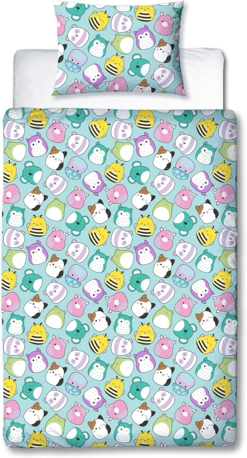 Squishmallows Official Single Duvet Cover Set, Happy Design | Reversible 2 Sided Characters Bedding Cover Including Matching Pillow Case, Multicolor image number 3