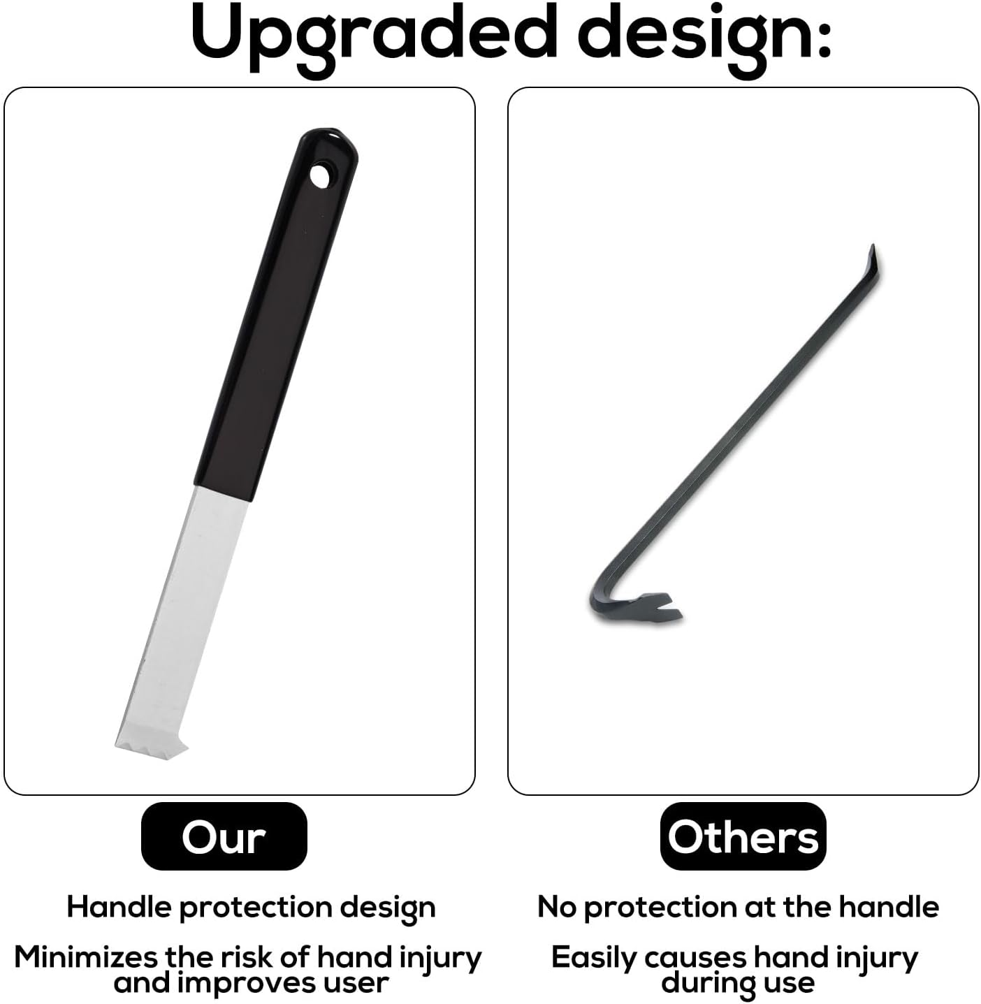 2Pcs Paver Puller Tool, 8.9X0.79 Inch Heavy Duty Carbon Steel Paver Extractor Tool with Scraper Micro Teeth & Gripper Slots for Garden Lawn Yard Brick and Block Replacement image number 4