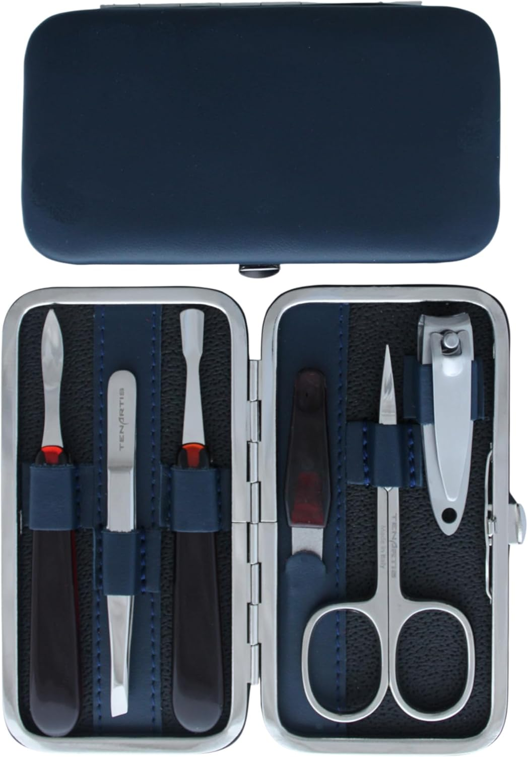 Tenartis 322 6-Piece Manicure Case Made of Genuine Leather - Shiny Grey Croco