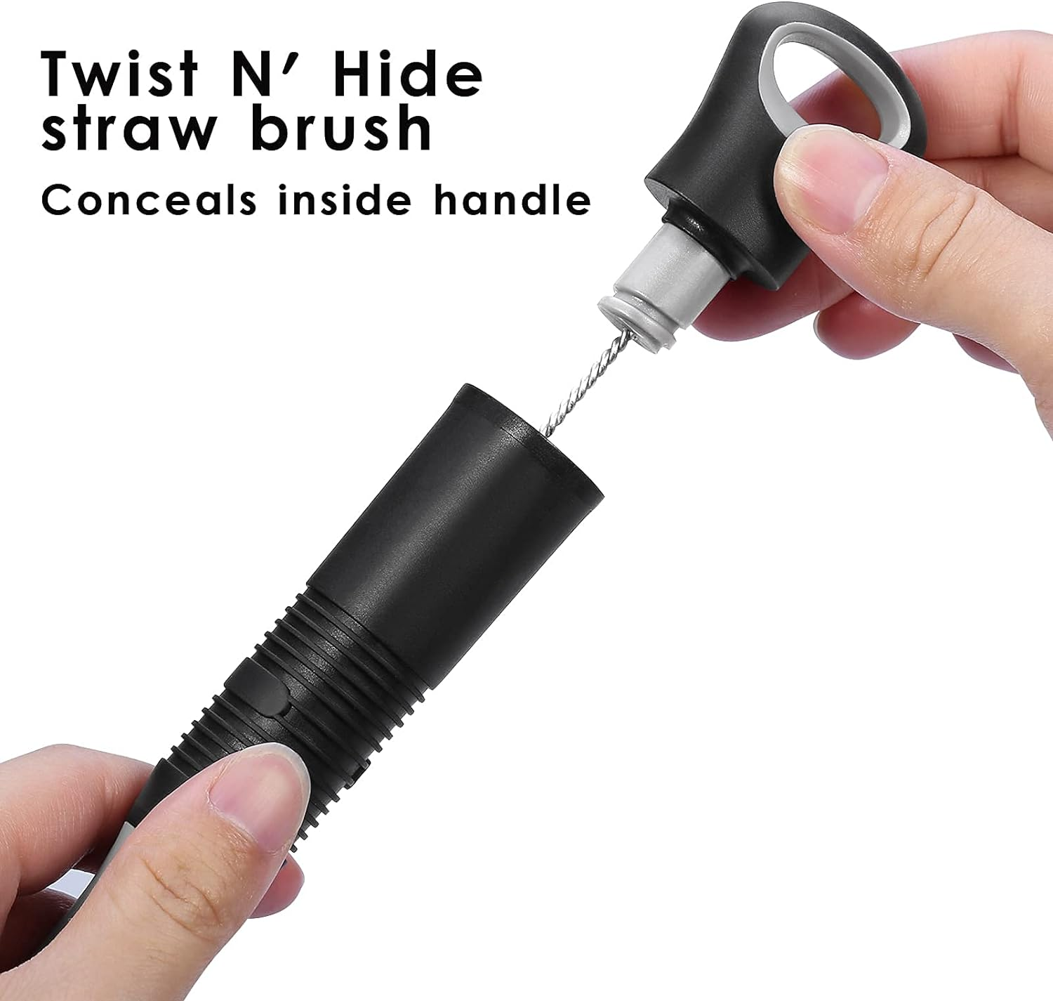 MOSOLAN 3-In-1 Bottle Brush with Straw Cleaning Brush and Nipple Cleaner, Long Handle Water Bottle Scrubbing Brush, Built for Cleaning Sport Bottles, Baby Bottles, Coffee Mugs, Flask image number 4