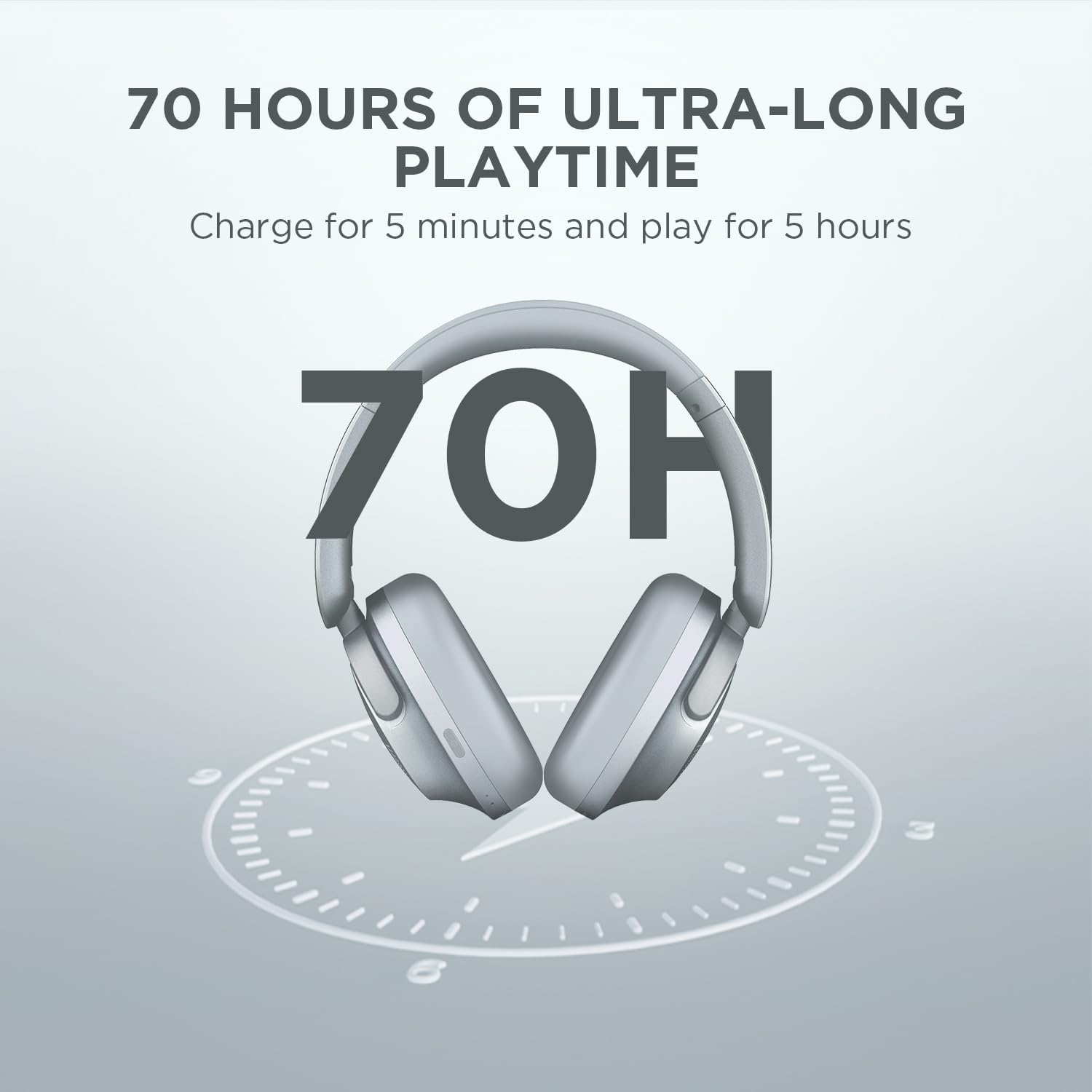 1MORE Sonoflow Active Noise Cancelling Headphones, over Ear Bluetooth Headphones with LDAC, Hi-Res Wireless Audio, 70H Playtime, 5 Mics, Clear Calls, Preset EQ, App, Foldable Earphones,Silver image number 6