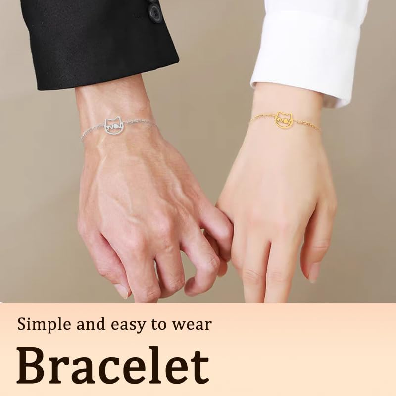 Cat Lady Gifts for Women Girl Cat Lover Gifts Bracelet Cat Mom Christmas Birthday Gift Cat Person People Cat Owner Gift Idea - Cat Dog Bracelet image number 6