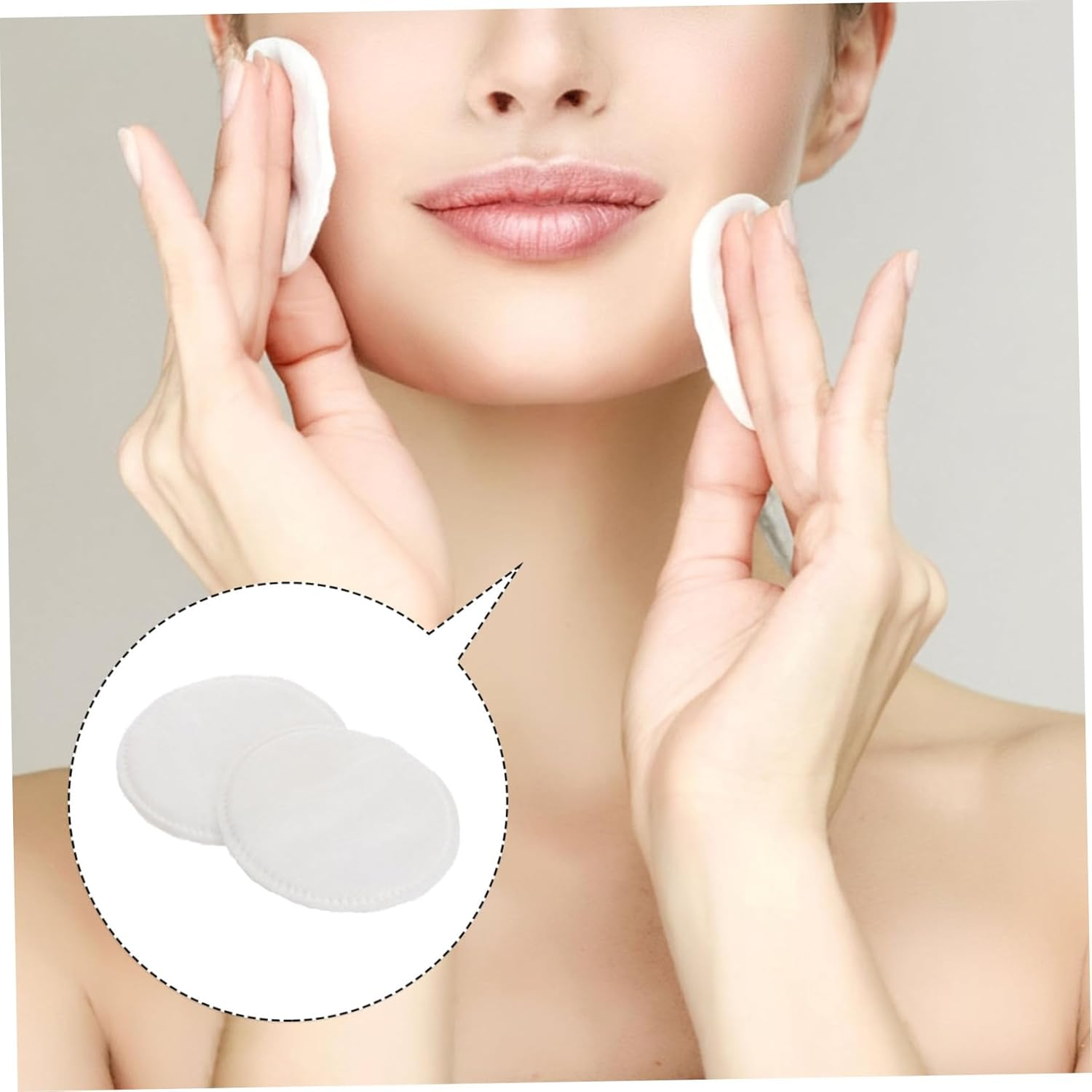 Makeup Cotton Pads Facial Cotton Pads Thickened Three-Layer Rounds 300 Pieces for Gentle Face Cleansing and Makeup Removal image number 4