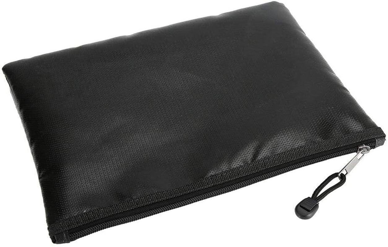Fireproof Document Bag, 27X16Cm, Silicone Coated Fiberglass, 1000℃ Heat Resistant, Waterproof Storage for Money, Documents, Jewellery, Passport, Black image number 2