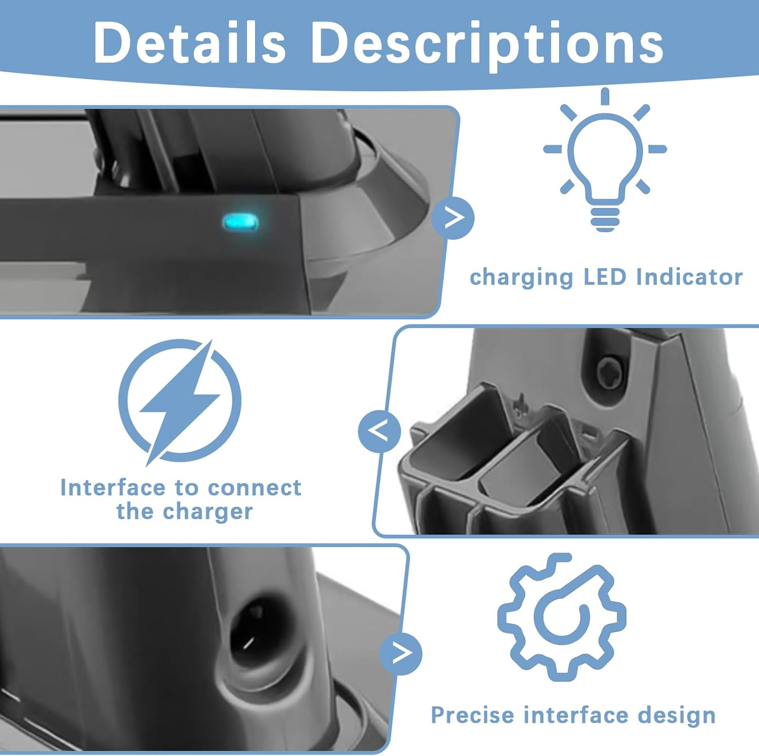 LEIPURUI 21.6V 4600Mah Battery Replacement for V7 Animal V7 Absolute V7 Motorhead Pro V7 Trigger V7 Fluffy V7 HEPA Li-Ion SV11 Post & Pre Filter & Screwdriver & Screws & Brush