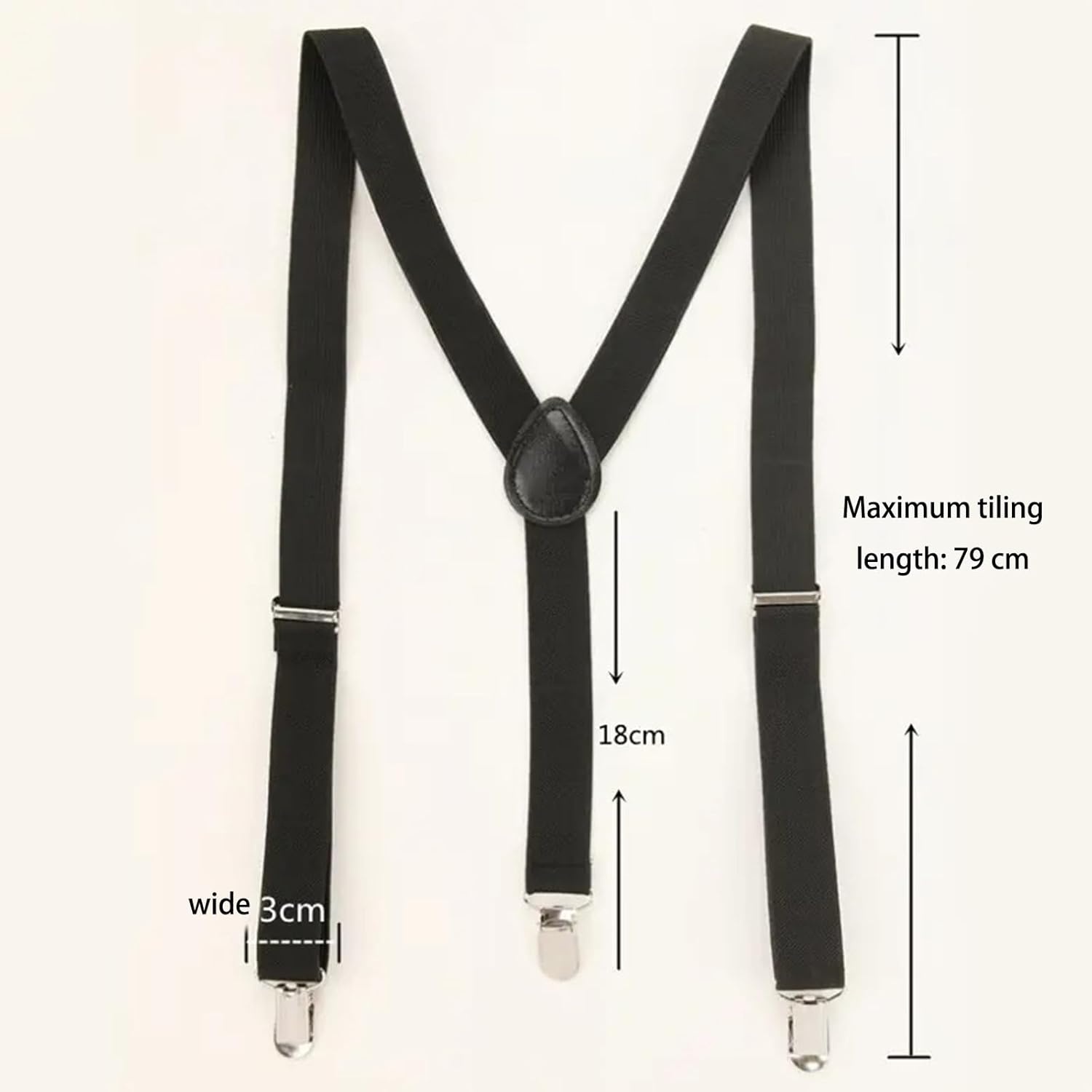 CTOUUGRS Men'S 1 Inch Solid Straight Clip Suspender Y Back Suspenders Adjustable Size Elastic Braces for Men and Women Heavy Duty Clips