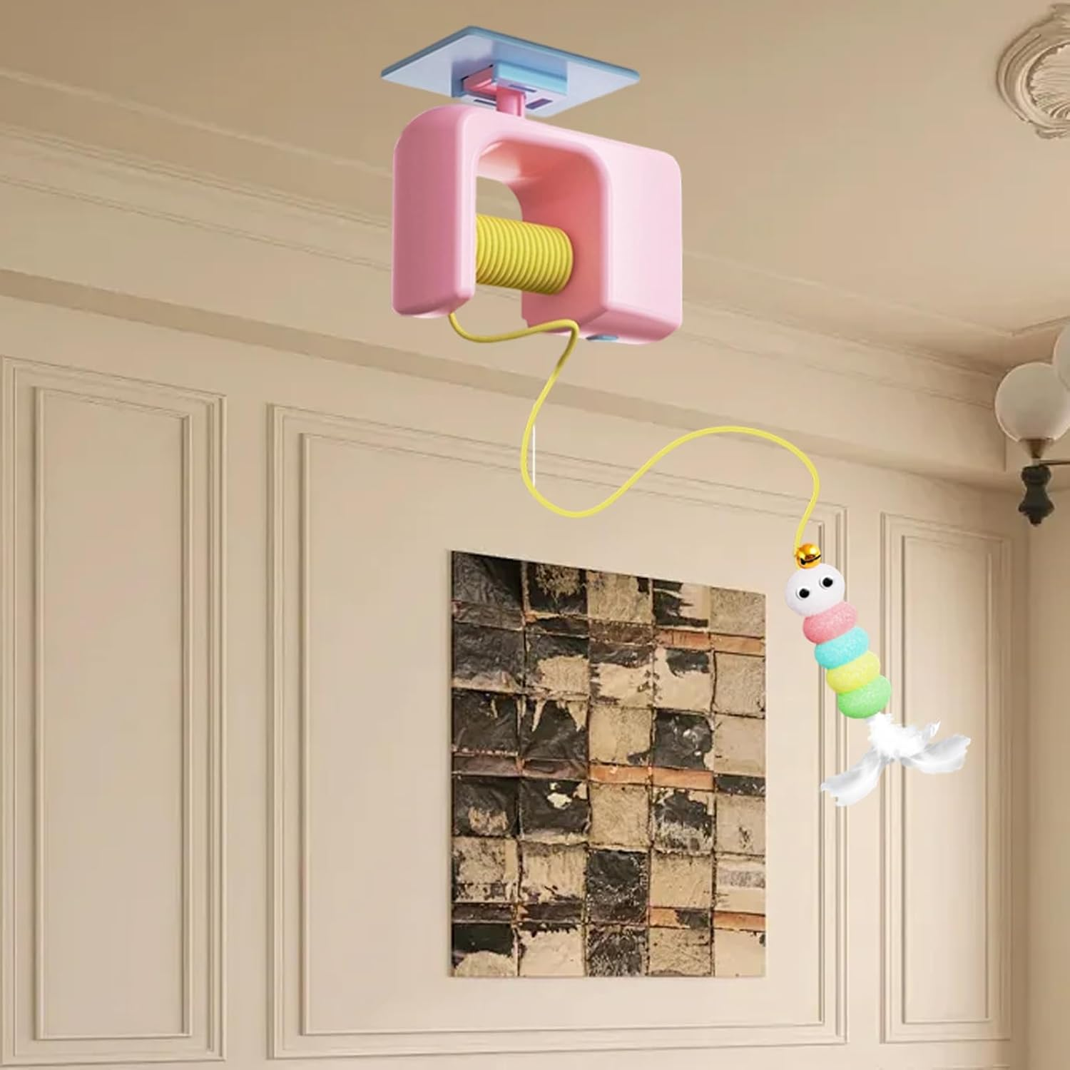 Frxib Doorway Cat Toy | Self Adhesive Ceiling Cat Teaser | Pet Entertainment Supplies Training Accessories Chasing Exercise for Home Backyard Indoor Living Room Balcony image number 3
