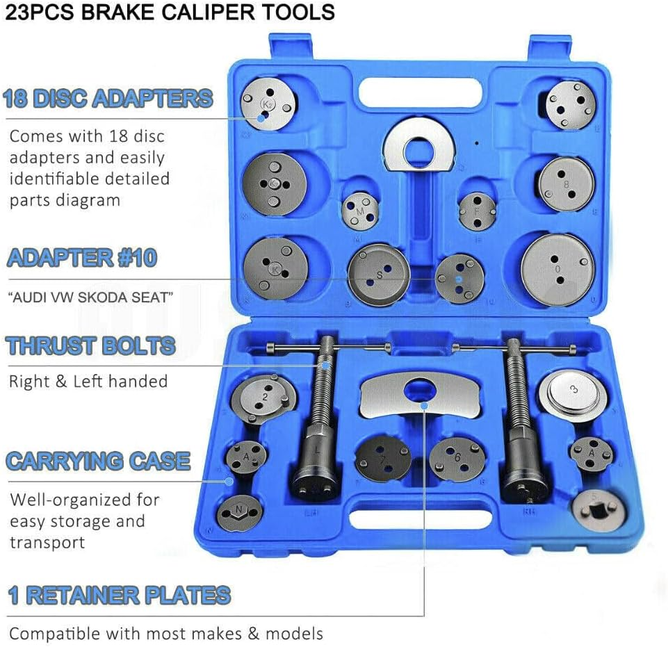 Leona Co 23Pcs Heavy Duty Disc Brake Piston Caliper Compressor Rewind Tool Set and Wind Back Tool Kit, Brake Pad Replacement Reset, Fits Most Autos image number 5