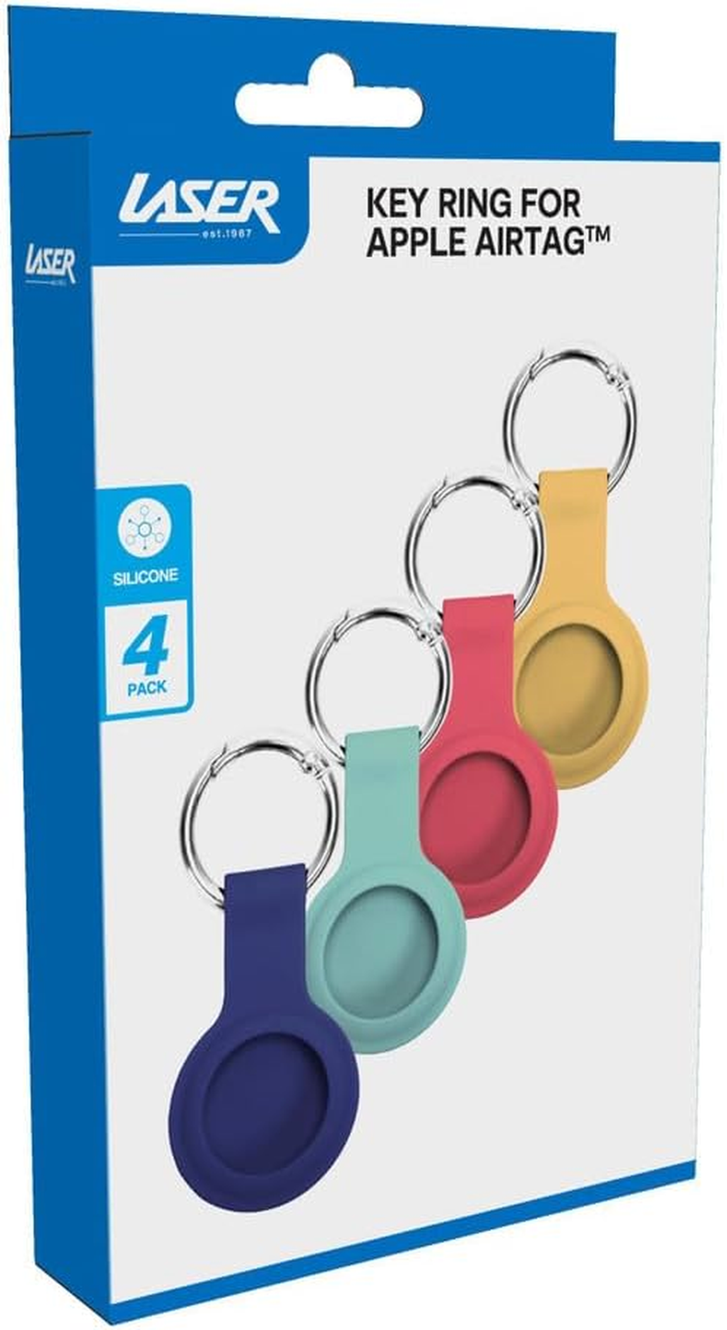 Laser Apple Airtag Holder with Keychain, Lightweight Anti-Lost Airtag Case, Scratch-Resistant Silicone Keyring for Pet Dog & Cat Tracker, Bags, Keys, and Luggage - 4 Pack (Vibrant Tropics) image number 2