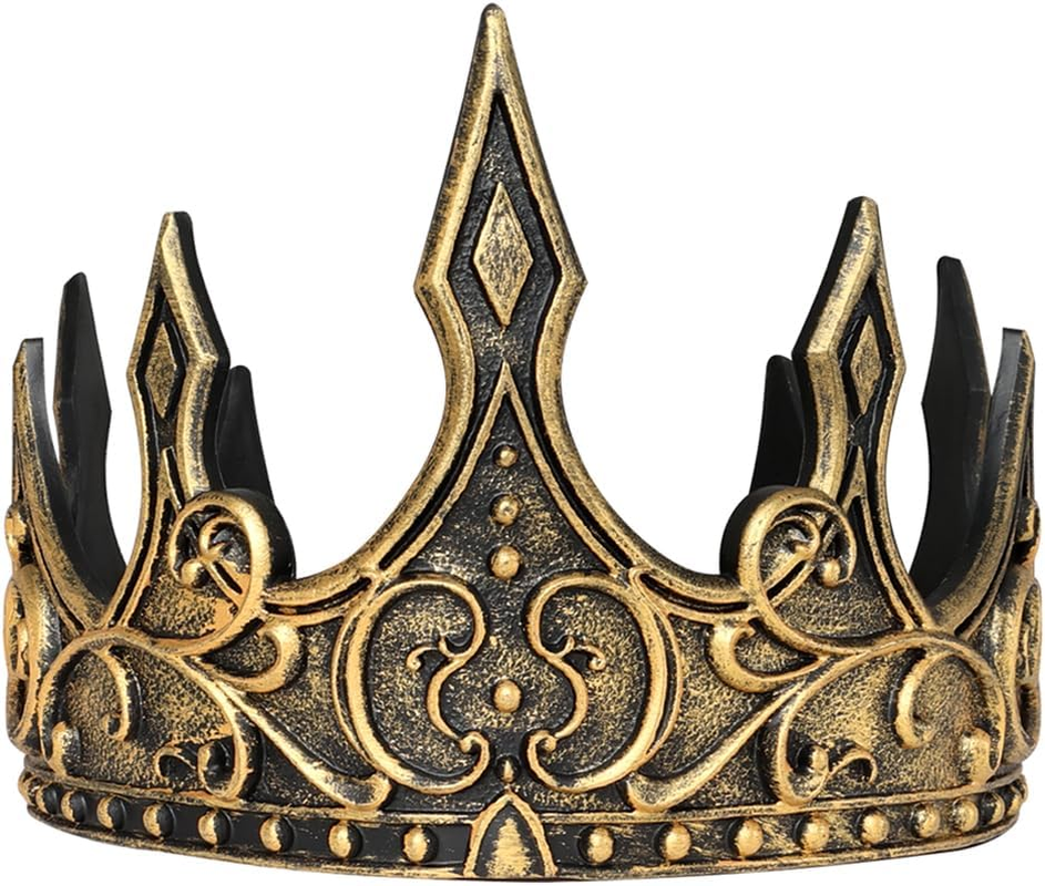 OJIOUI 1Pcs King Crown Props Adjustable Royal Crown Medieval King Costume Accessories for Halloween Cosplay image number 2