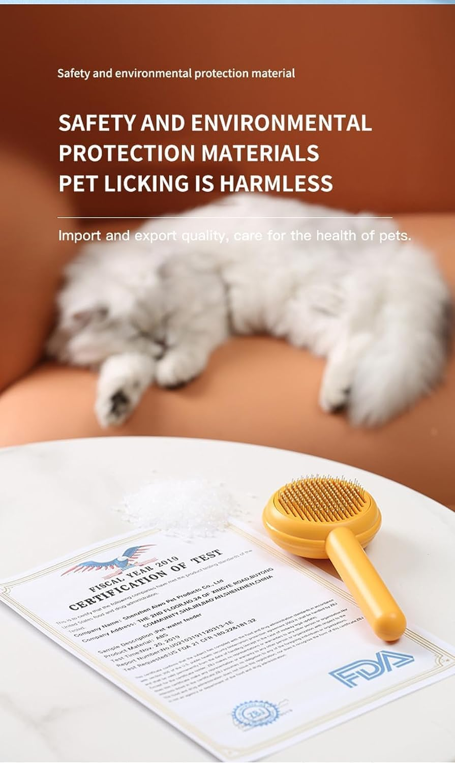 Cat Brush,Grooming Brush for Sheddingn,Long or Short Haired Cats,Cat Brush with Release Button, Comb for Kitten Rabbit Massage Removes Loose Fur(Avocado Green) image number 1