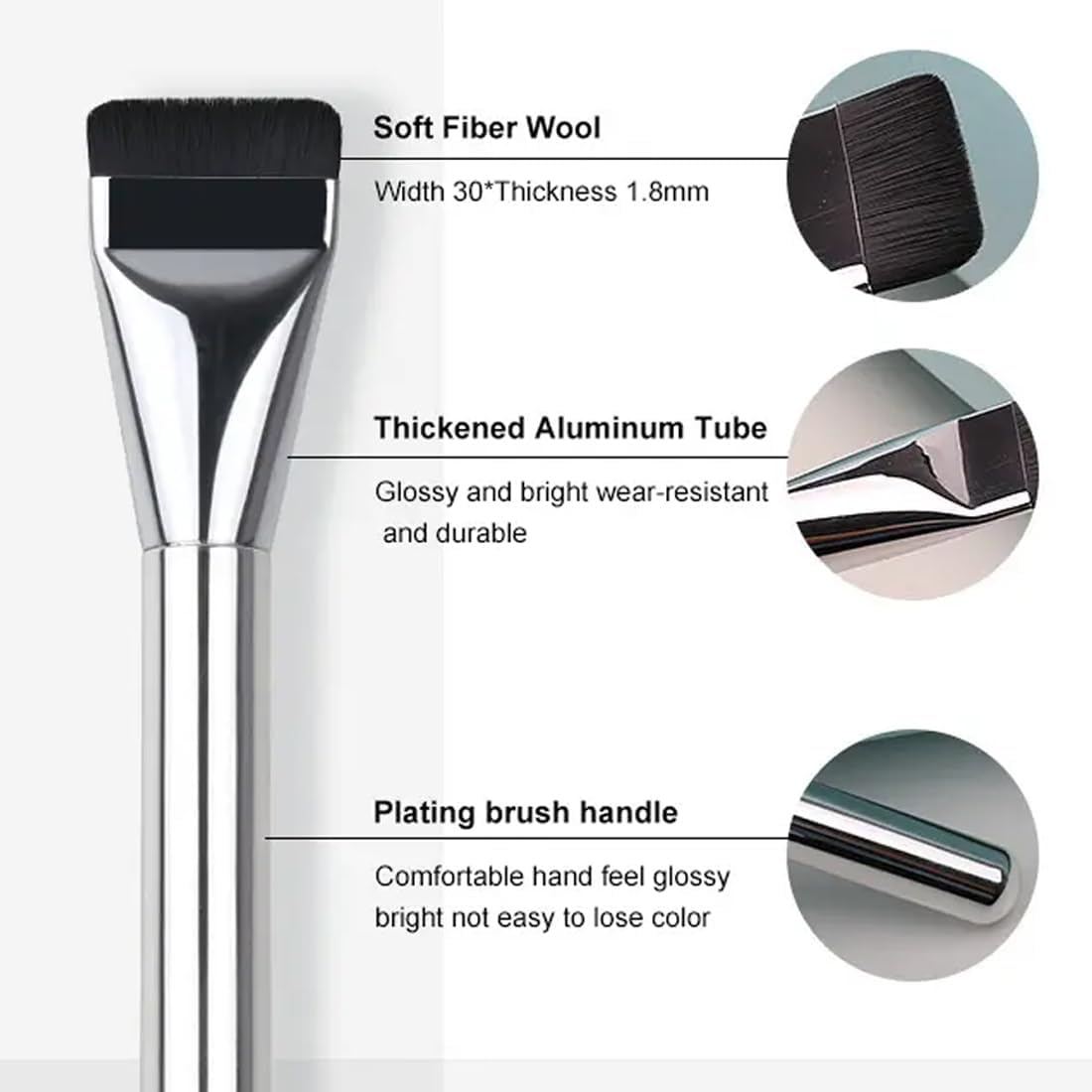 OUDQFCJ Pack of 3 Flat Foundation Brush Powder Brush for Liquid Foundation Concealer Brush Ultra Thin Foundation Brush Makeup Concealer Brush Girls Women with Protective Case image number 2