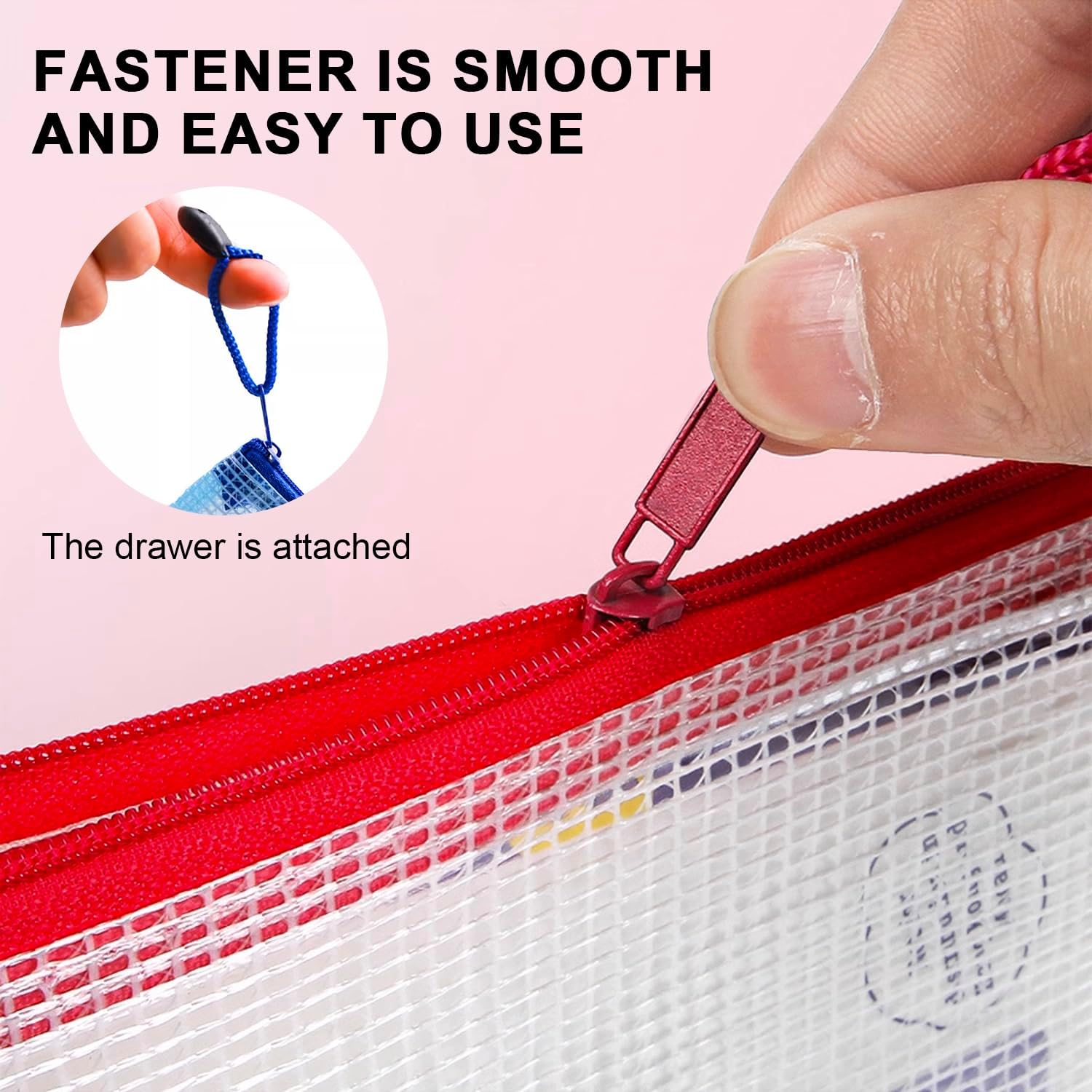 30 Pack Mesh Zipper Pouch, Waterproof Document Bag, Zip File Folders, A3|A4|A5 Size, 5 Colors image number 3