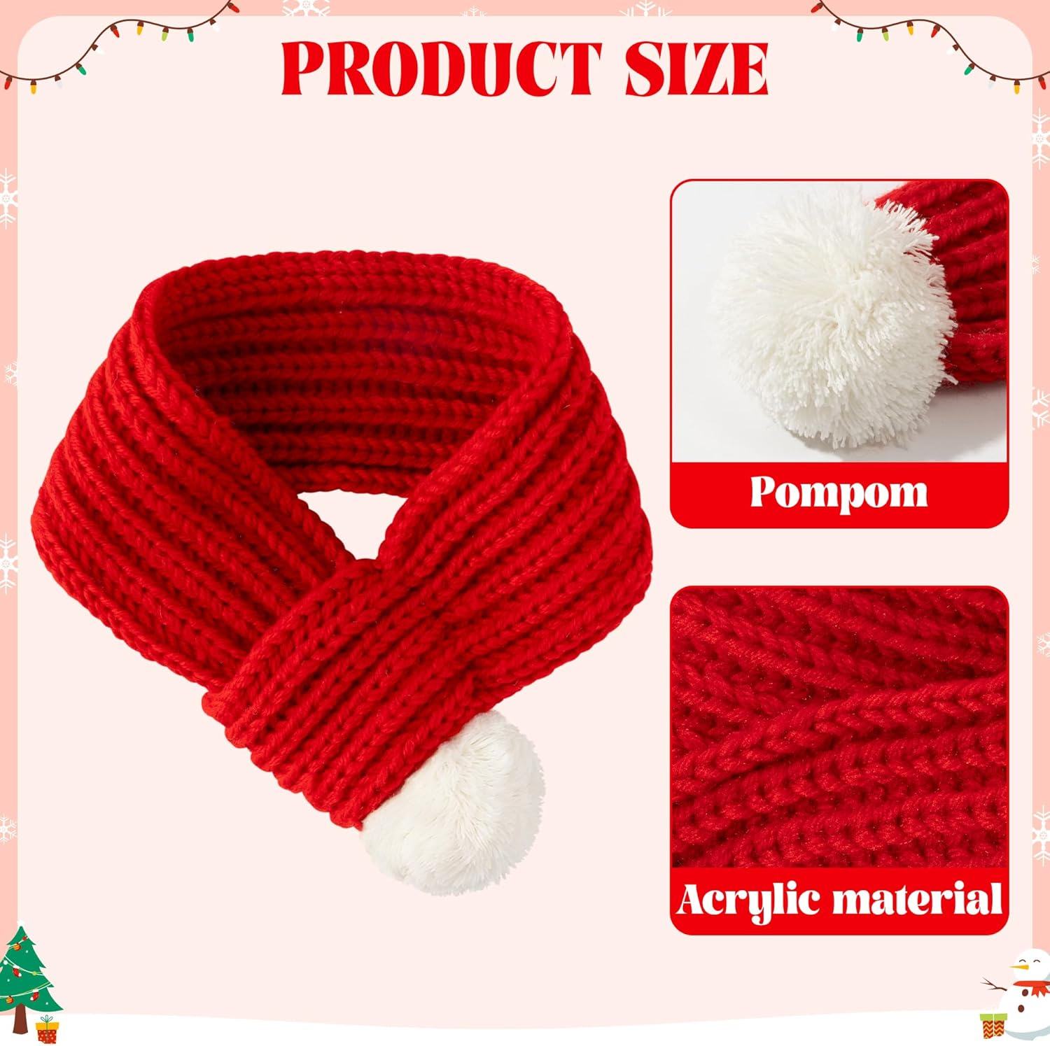 Gwaoery Dog Christmas Costumes, Pet Reindeer Hat and Scarf Christmas Outfit Small Dogs Cats Clothes Puppy New Year Party Supplies Adjustable Headdress Apparel for Winter Warm Holiday (Red M) image number 5