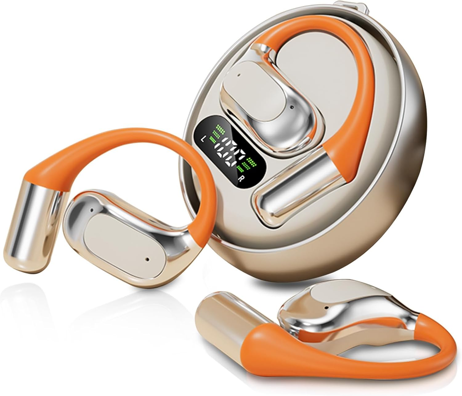 Moorstdel Open Ear Headphones, 5.4 Bluetooth Headphones Wireless, AI Translator Headphones, Translator Earbuds, Open Ear Bone Sound Sports Headphones for Running, Fitness