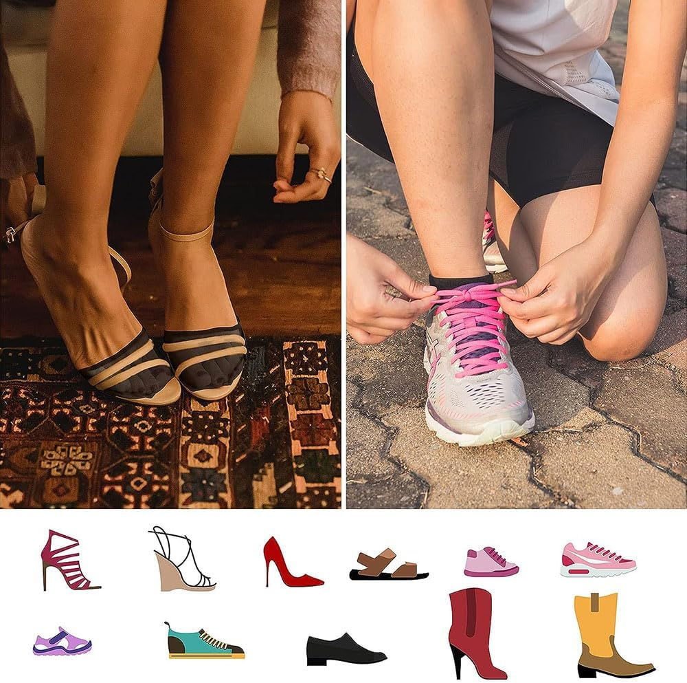 JZS Half Toe Socks,6 Pairs Lace Toe Topper Socks No Show Liner Seamless Socks with Padded Forefoot Non-Slip for Women One Size image number 4