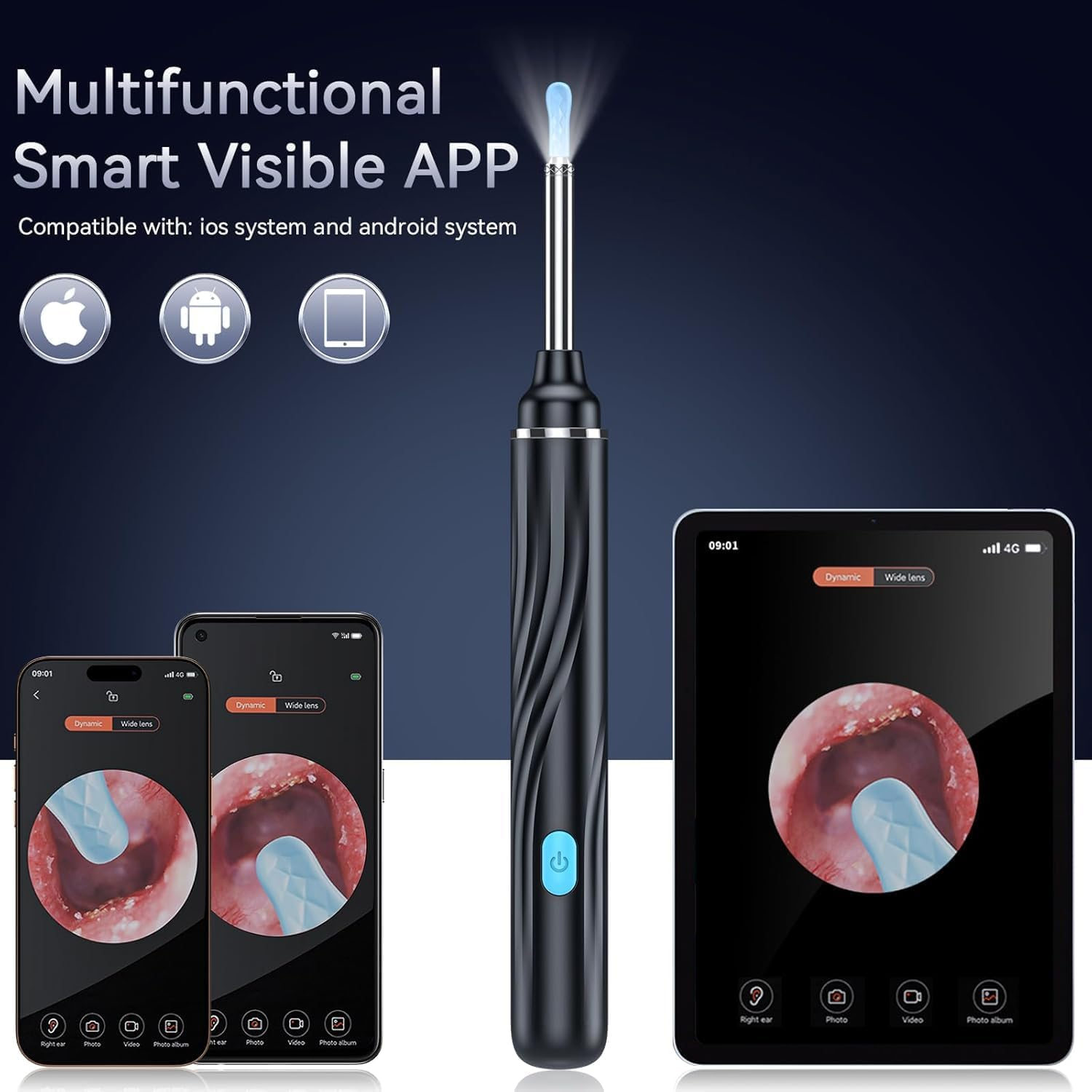 Ear Wax Removal Kit, Ear Camera 1920P HD Ear Wax Removal Tool, Ear Cleaner Otoscope with 6 LED Lights, 3Mm Visual Ear Scope for Iphone Ipad Android Smart Phone Gift Package image number 5