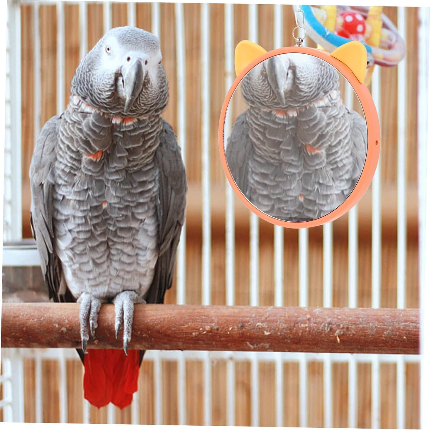 Bird Hanging Parrot Mirror for Cage, 1Pc Parrot Mirror Hanging Mirror,Small Bird Mirror Hanging Bird Cage Mirror,Hanging Bird Cage Parrot Mirror,Hanging Bird Cage Interactive Parrot Mirror Bird Mirror image number 2