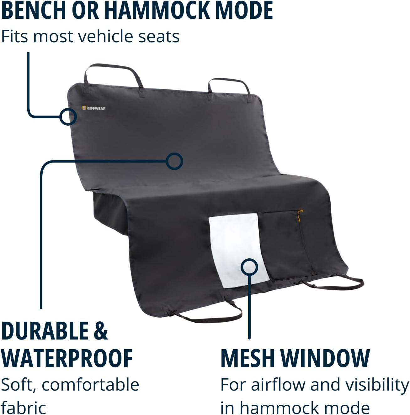 Ruffwear, Dirtbag Seat Cover, Dog Car Seat Cover, Basalt Gray