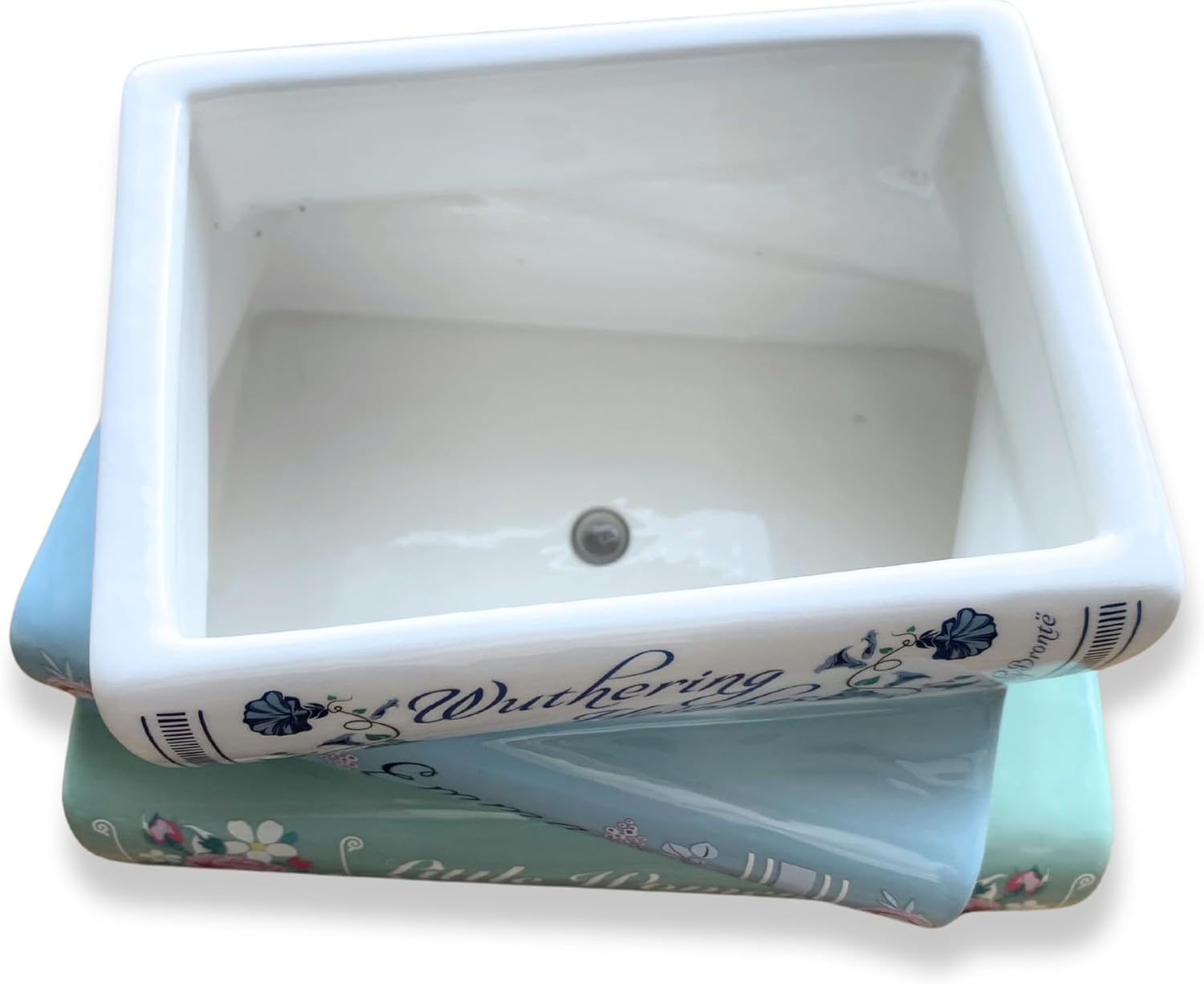 Steel Mill & Co Book-Shaped Decorative Planter, Ceramic Planter for Home Decor, Cute Bookshelf Decor, Unique Planter for Book Lovers, Classic Titles image number 1