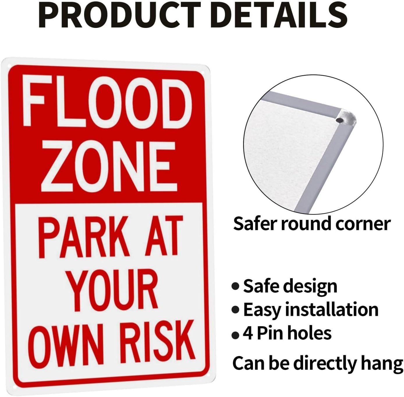 Flood Zone Metal Warning Signs, Cautions Security Tin Sign, Safety Posted Signs, Perfect for Street Business and Home Wall Decor 8 X 12 Inch image number 2