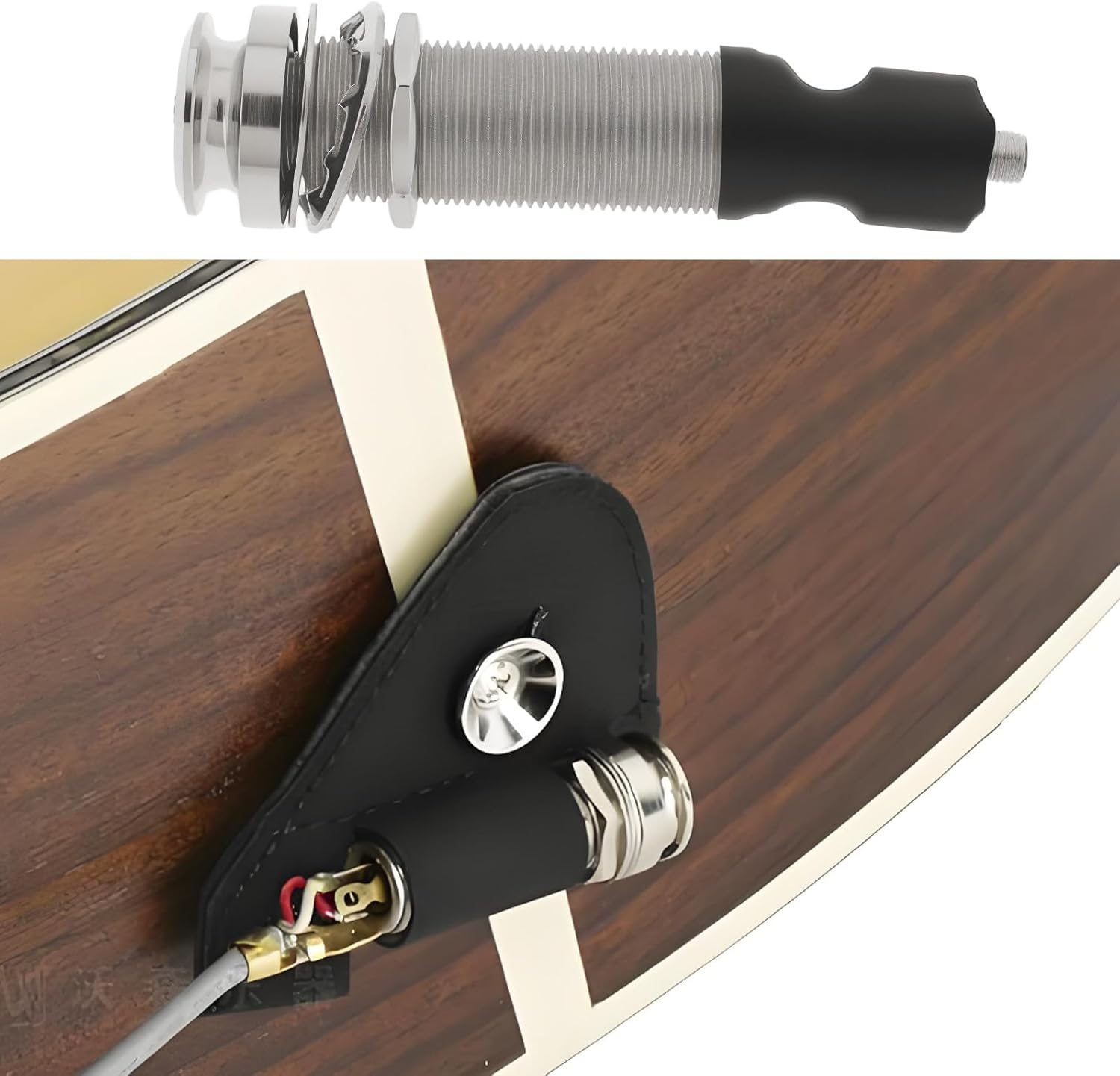 1PC Guitar Endpin Jack 6.35Mm Output 2.5Mm Input Endpin Jack Compatible with Acoustic Guitar 60.5X15.6Mm Instrument Accessories Silver image number 2