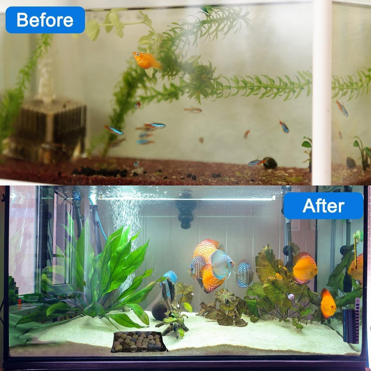 KLHCDUO 12Pcs Reusable Net Fish Tank Filter Bag,5.9 * 7.8In with Zipper Nylon Net Bags for Activated Carbon, Biospheres, Ceramic Rings(White,Black) image number 6