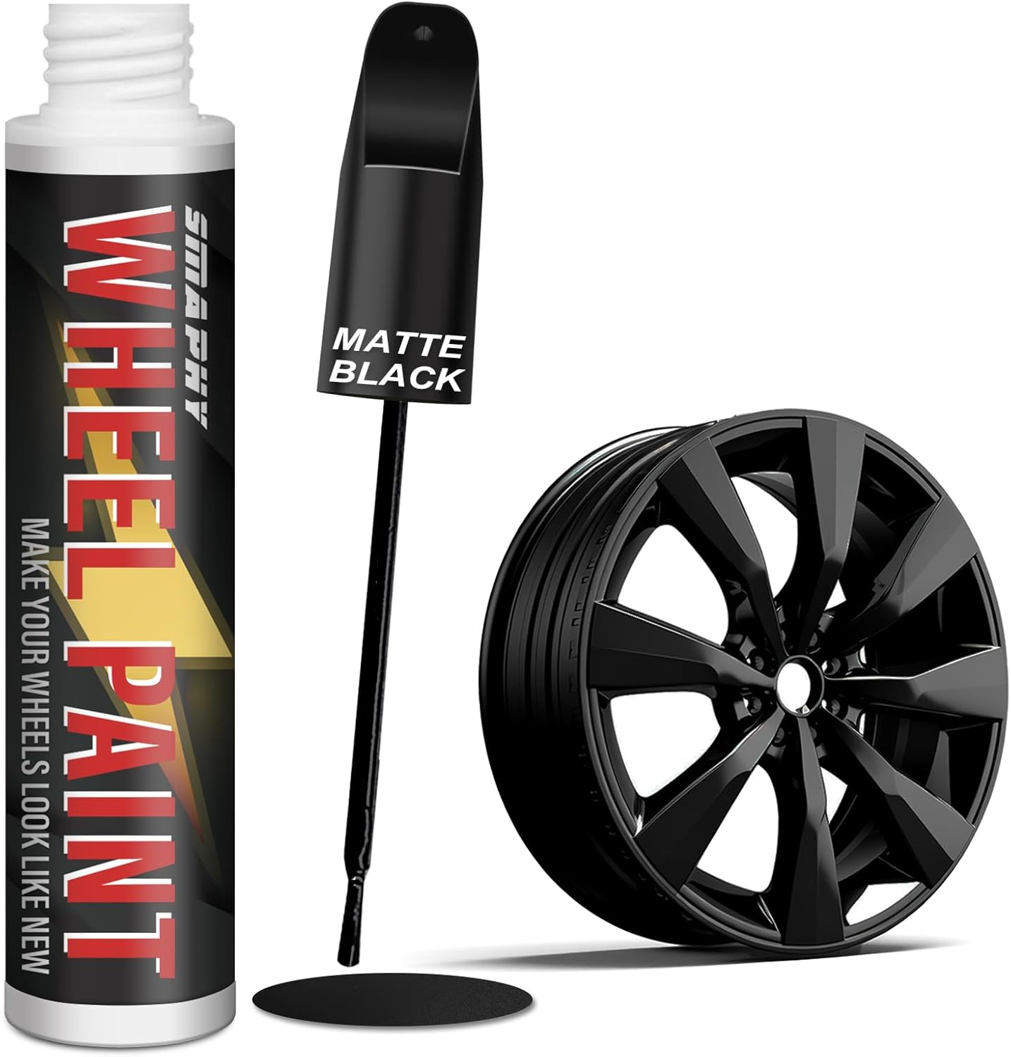 SMAPHY Black Rim Touch up Paint, Wheel Repair Paint Quick and Easy, for Cars Wheel, Car Repair, Universal Color Rims (Matte Black) image number 5