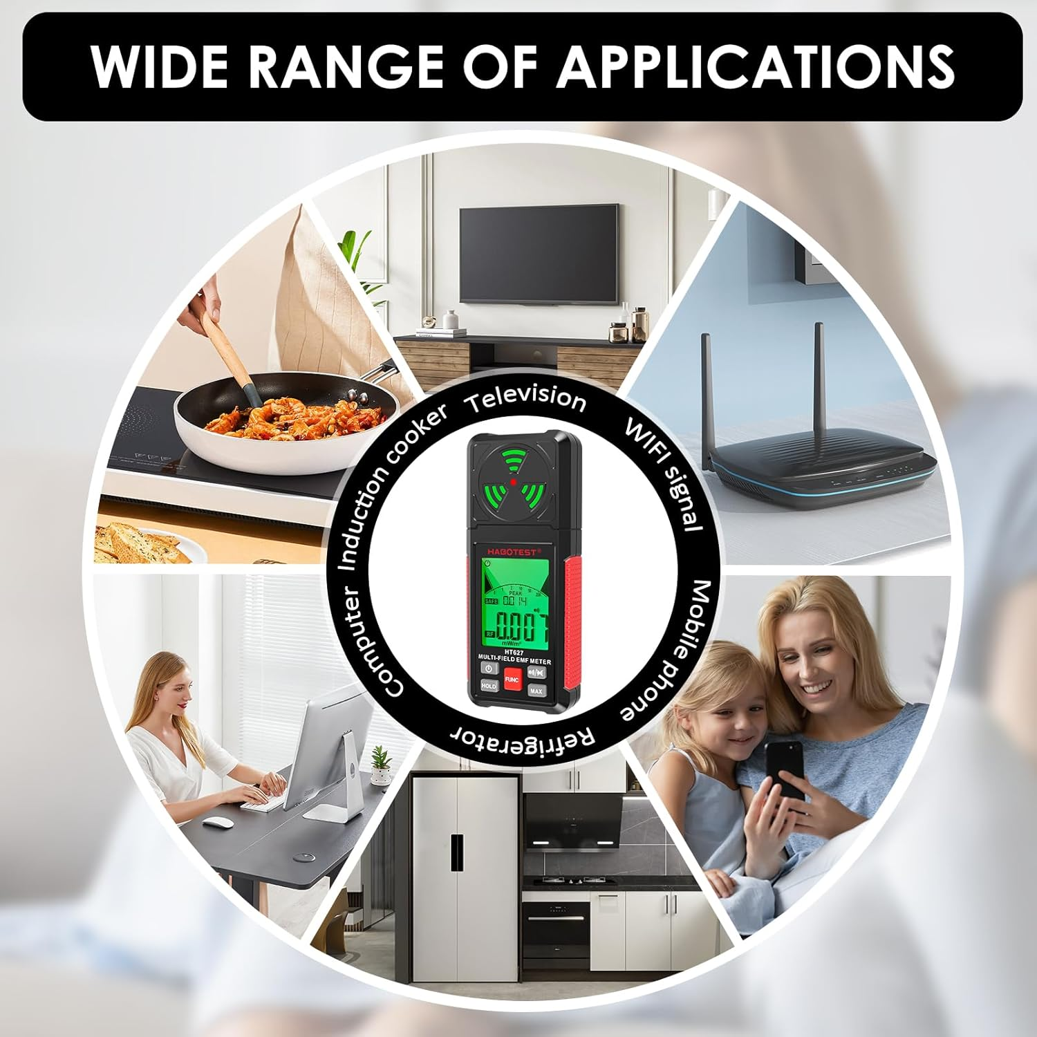 Electromagnetic Field Radiation Detector,Portable 2.26Inch LCD Display EMF Reader Meter EMF Tester Wifi Signal 5G Signal Detector with Backlight and Sound Alarm EMF Detector for RF EF MF image number 4