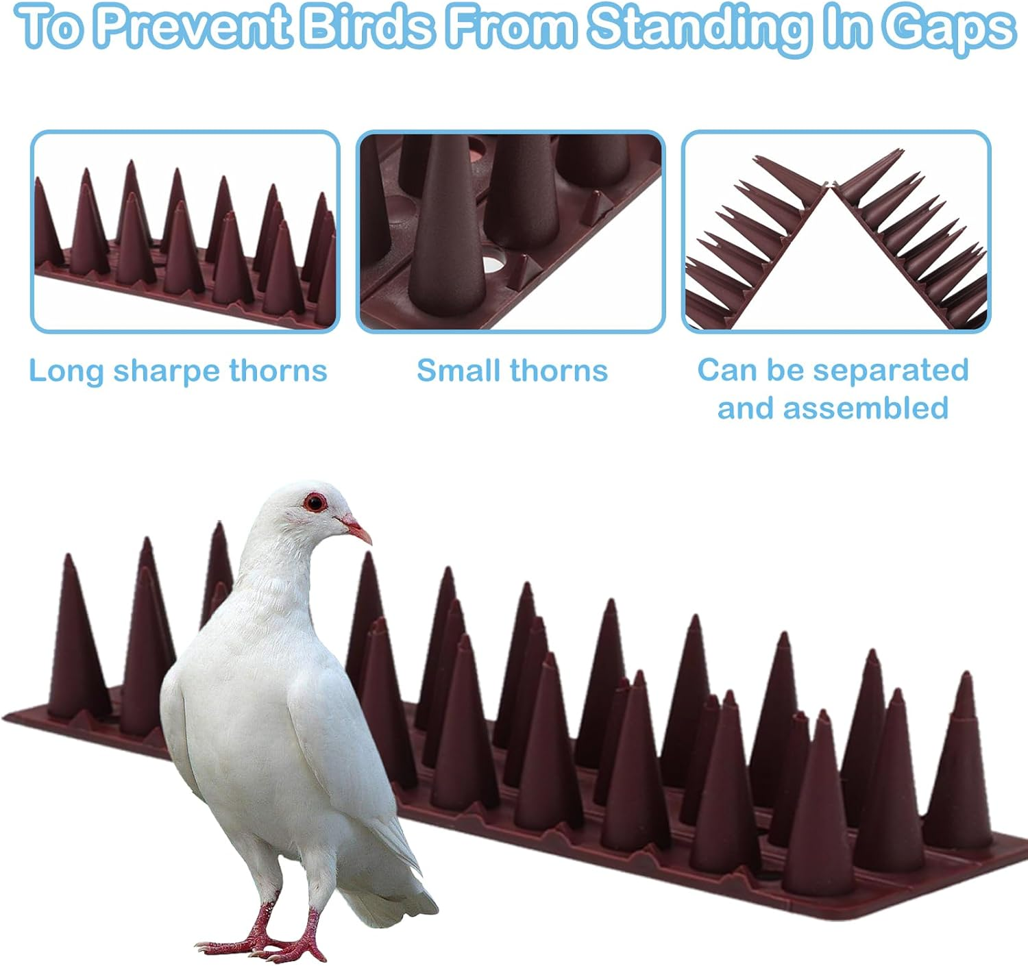 24 Pack Bird Spikes, Outdoor Bird Deterrent Fence Spikes Pigeon Spikes Used to Prevent Birds or Animals from Approaching for Garden Fence Wall Railing Roof (Brown) image number 6