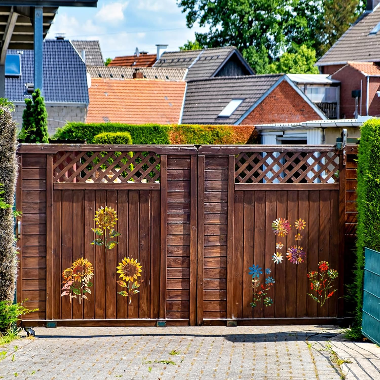 6Pcs Daisy and Sunflower Stencils, 16X11.73 Inch Large Flower Stencil for Painting Reusable Floral Plant Drawing Templates for Crafts Canvas Fence Wall Art Decor