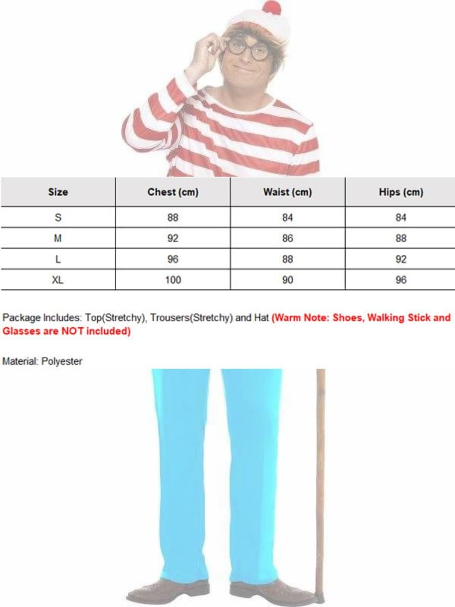 Costume Bay Red and White Stripe Costume for Men and Women Halloween Party Outfit, Book Week Dress-Up, Cosplay, Themed Events, and Creative Role-Play image number 3