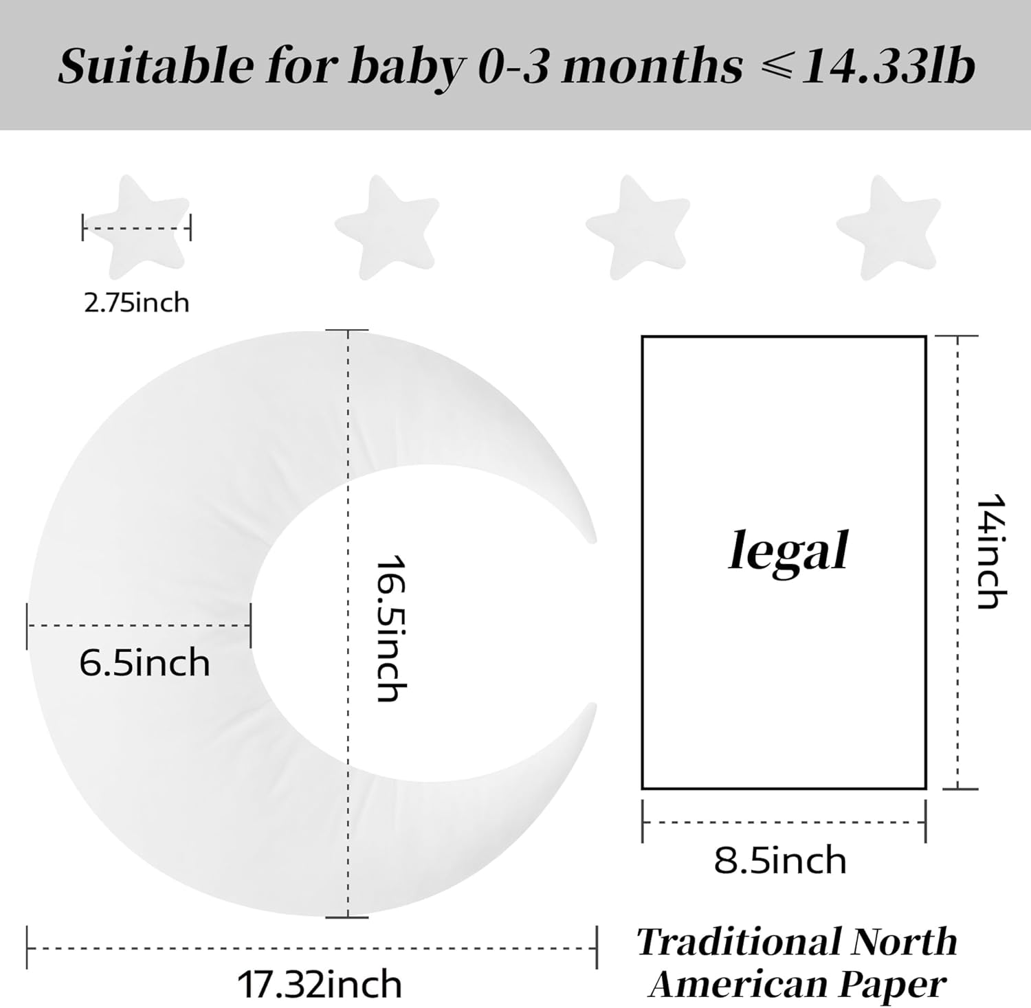 Moon Star Pillow Newborn Posing Pillow Newborn Photography Posing Pillows Infant Photography Props Set (White) image number 6