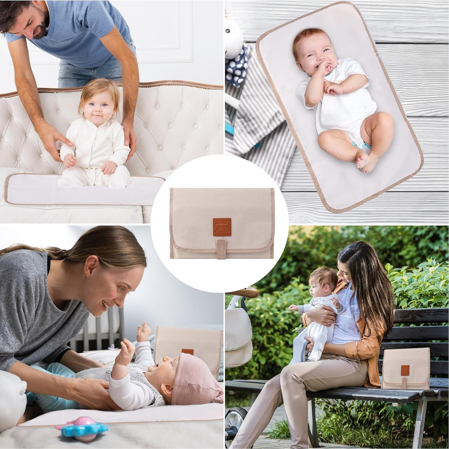Baby Changing Mat,Portable Changing Mat,Foldable Travel Nappy Changing Mat,Lightweight,Wipeable,Skin-Friendly Fabric,Suitable for Home and Outdoor Use image number 6