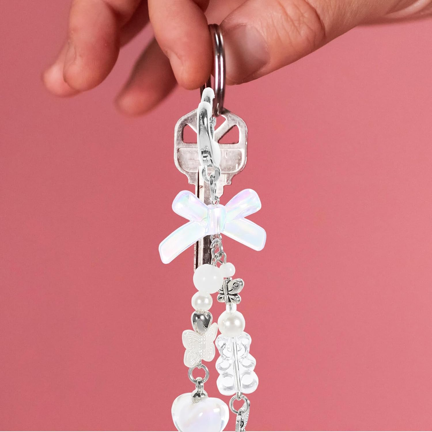 LIFKOME Unique Metal Keychain Ring for Women Heart Shape Keychain Bag Ornament image number 3