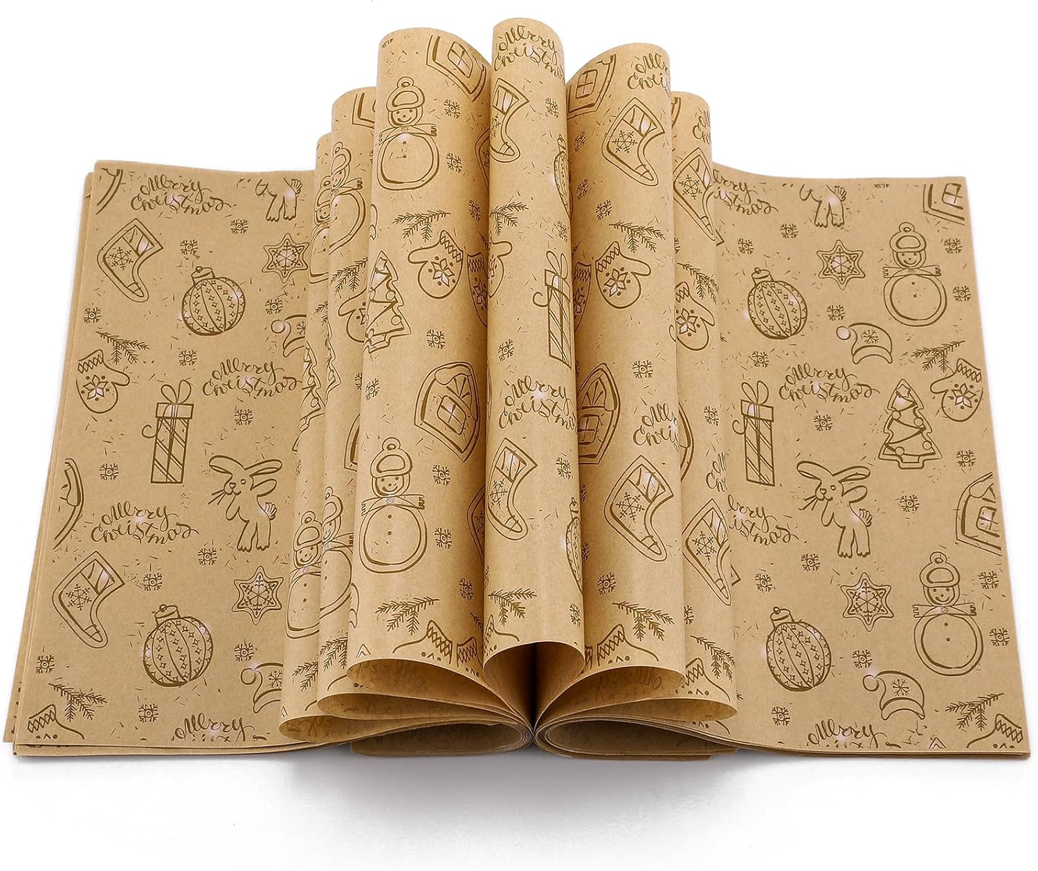 150 Pieces Wax Paper Sheets Christmas Wrap Paper Grease Resistant Paper Liners Greaseproof Paper Food Wrap Wrapping Tissue Sandwich Wrap Paper for Restaurant Food Supplies (Cute Style, Brown) image number 2